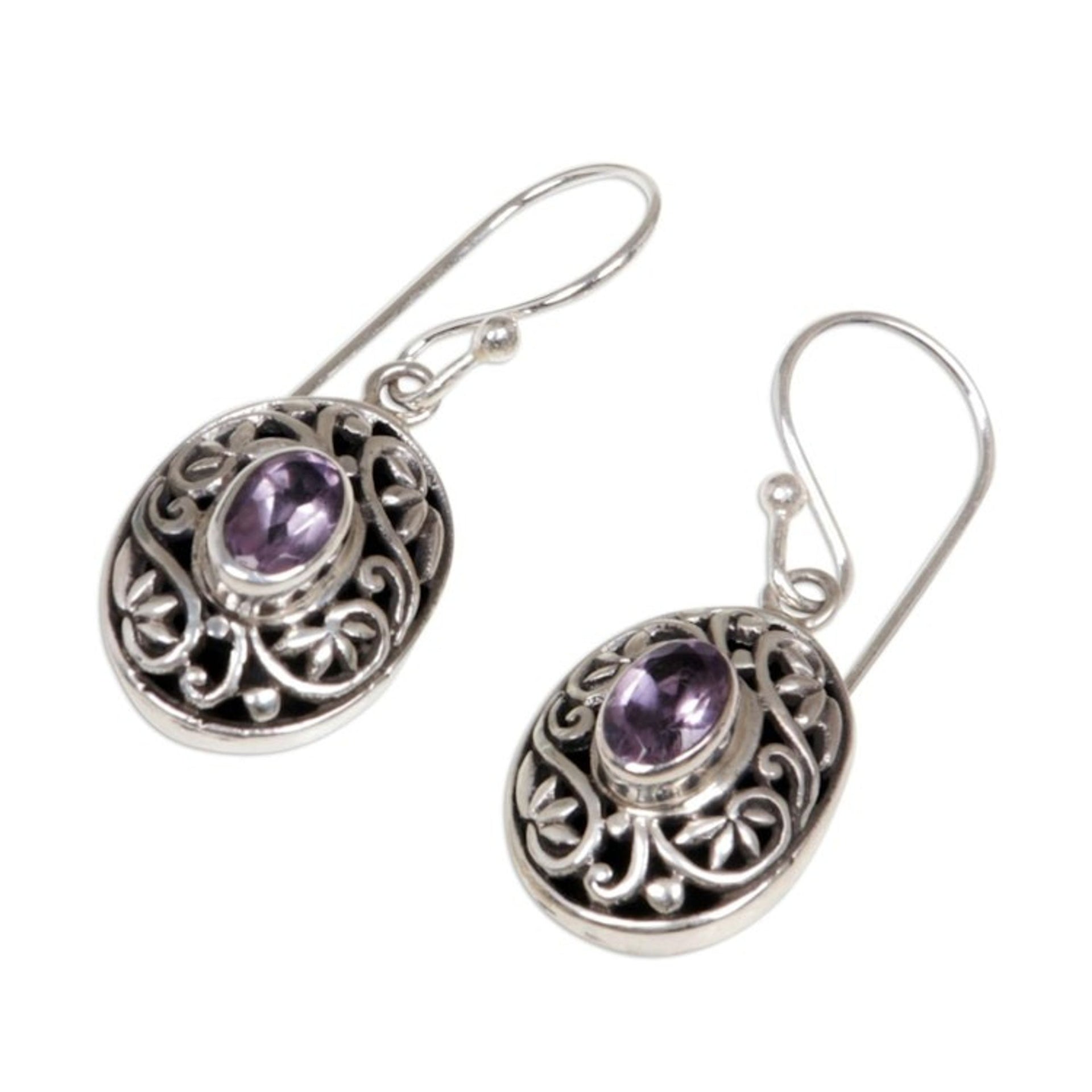Sterling Silver Amethyst Dangle Earrings 'Wild Beauty'