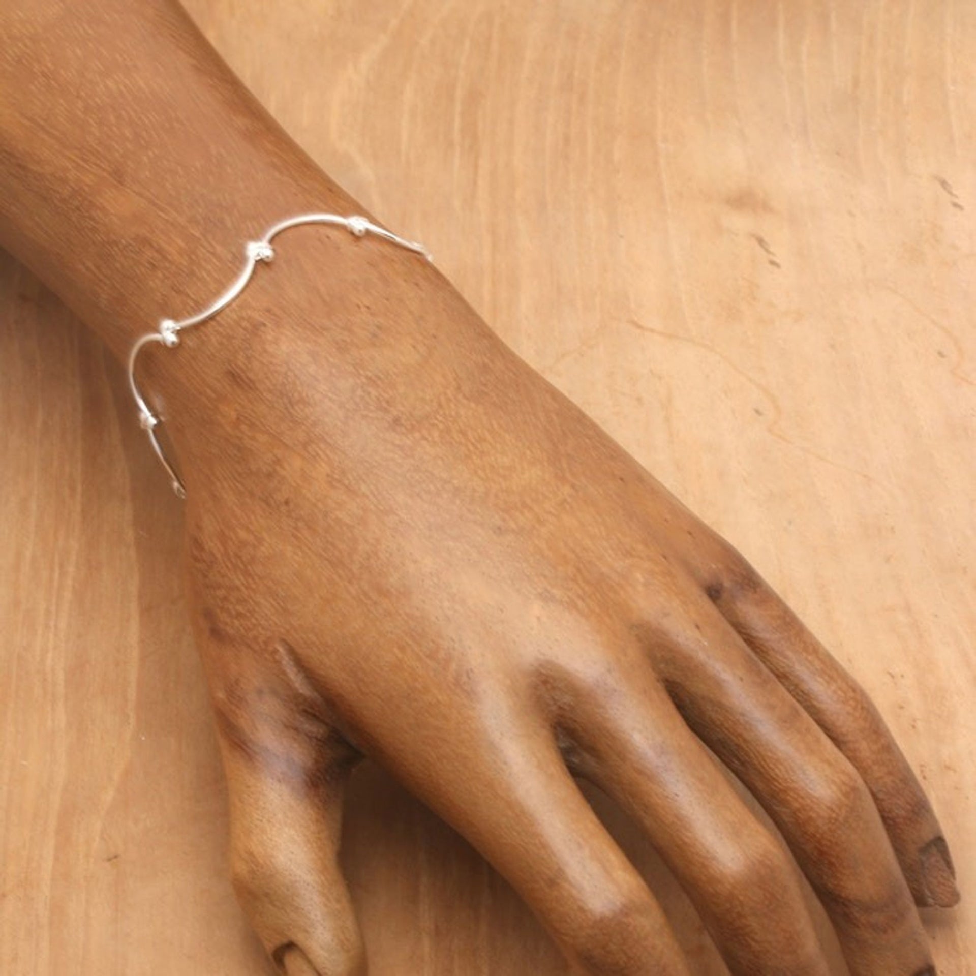 High-Polished Wavy Sterling Silver Link Bracelet from Bali 'Personal Waves'