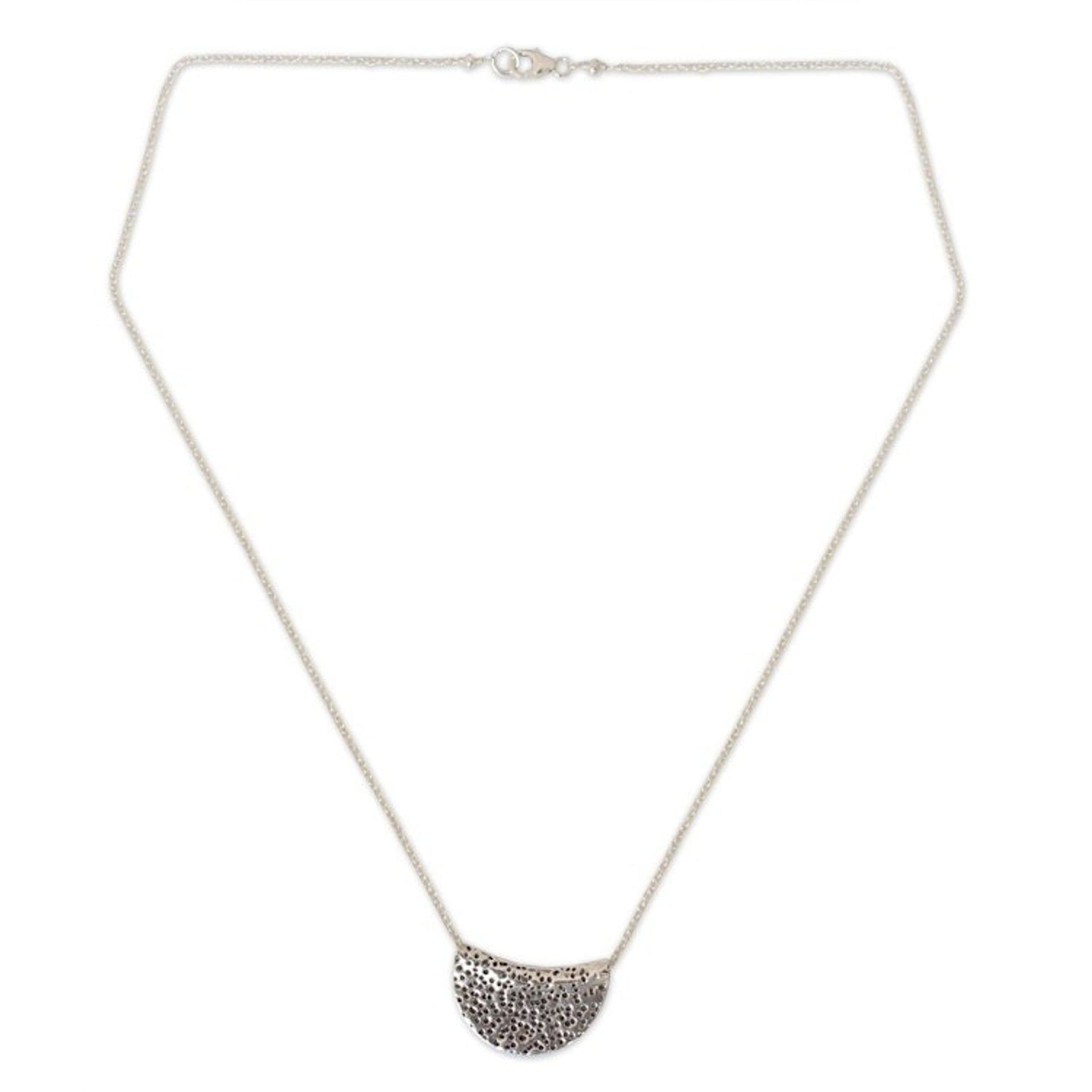 Hand Crafted Silver Pendant Necklace 'Wishing Moon'