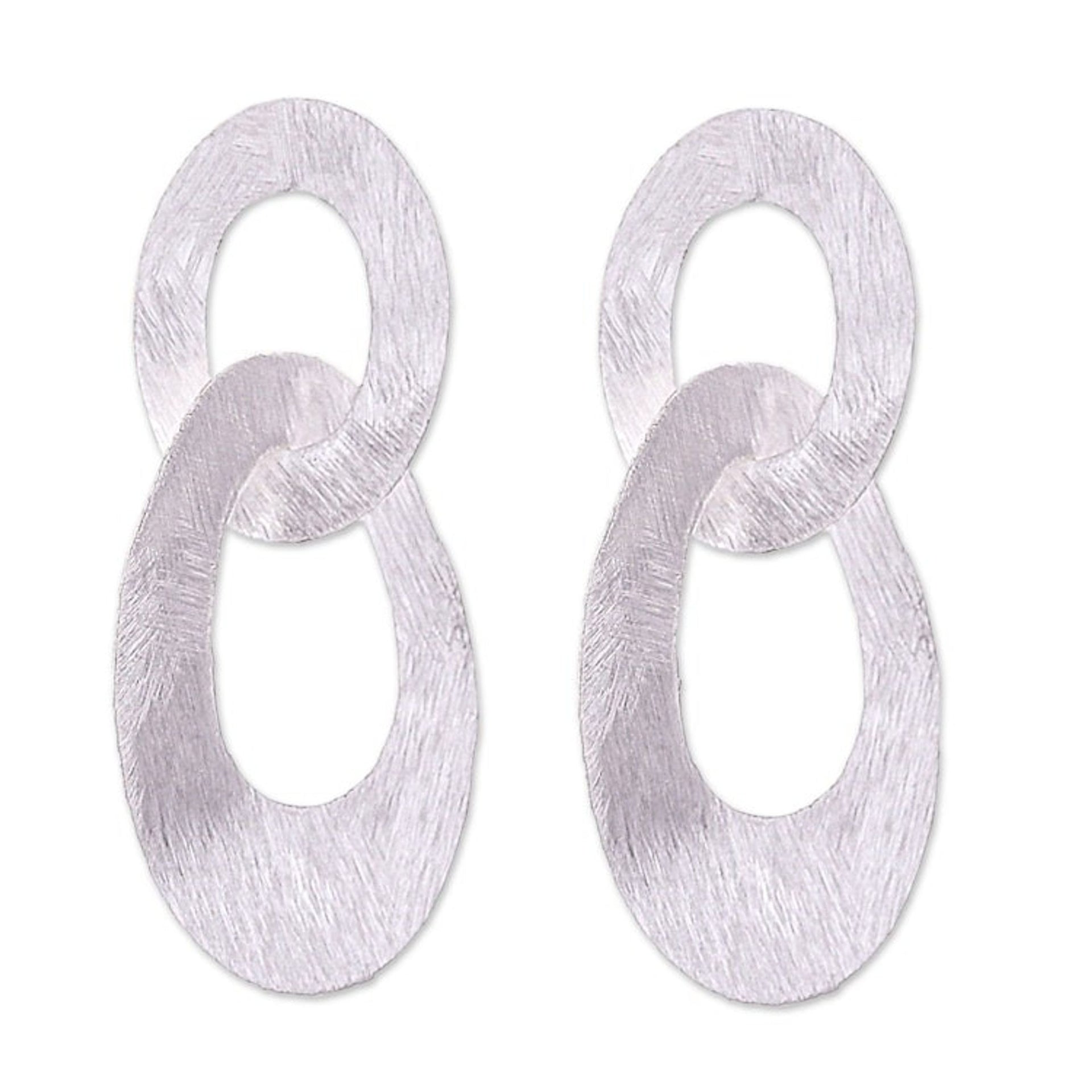 Modern Sterling Silver Dangle Earrings with Textured Finish 'Fashion Touch'