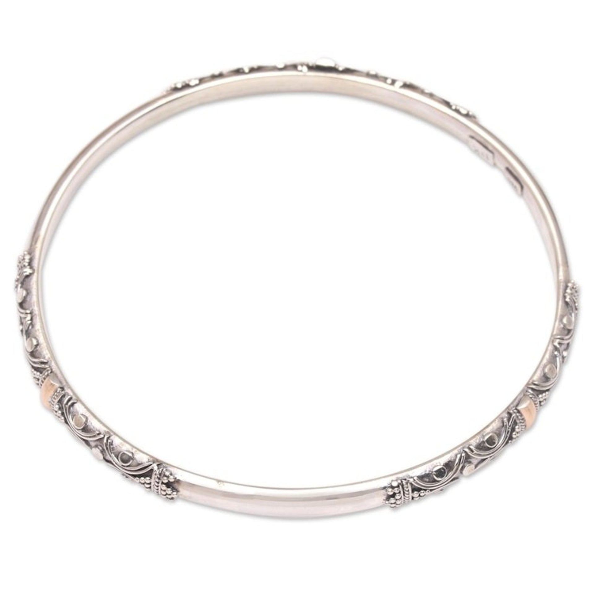 Hand Crafted Gold-Accented Bangle Bracelet 'Glimmer in Your Eye'