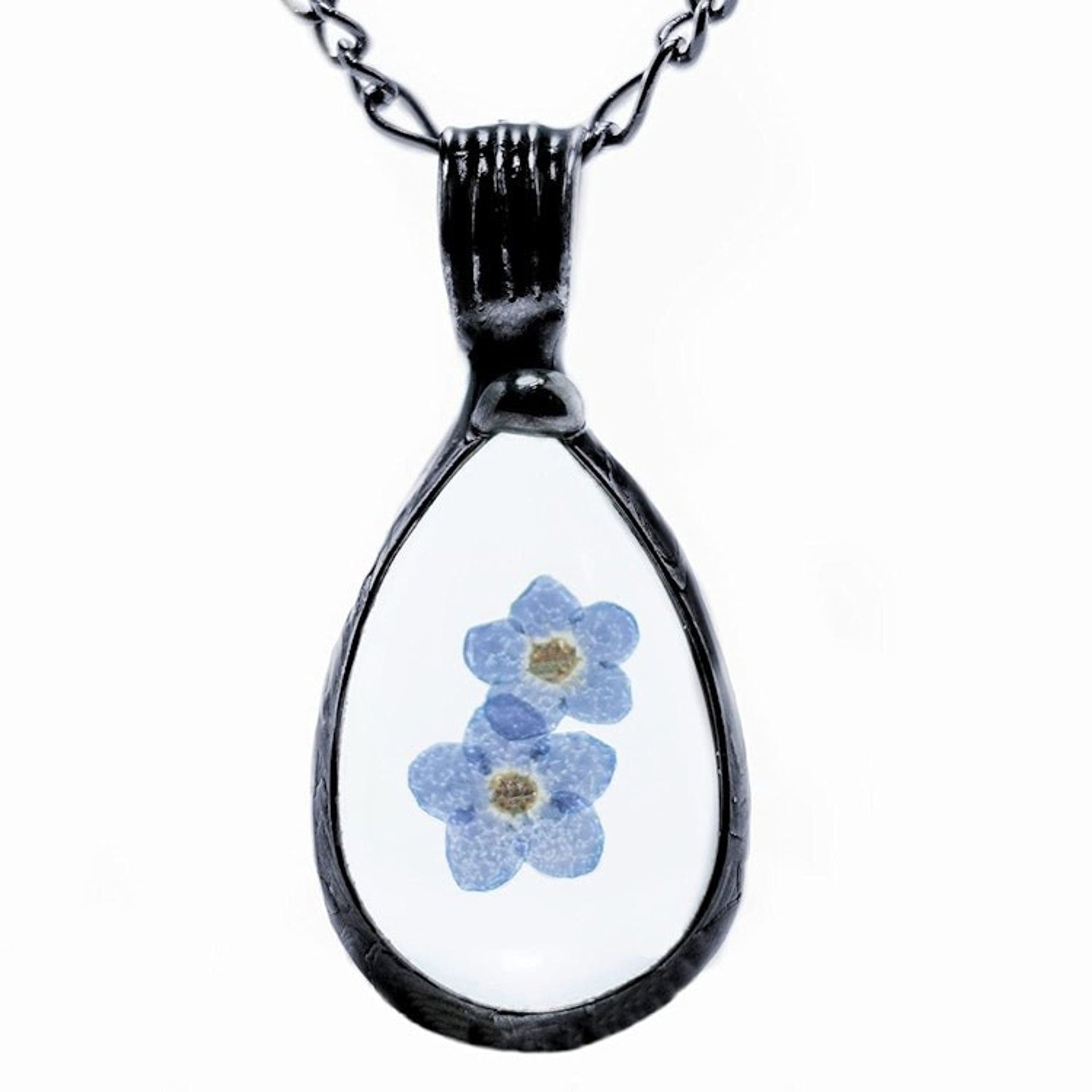 Forget Me Not Pendant Necklace, Teardrop
