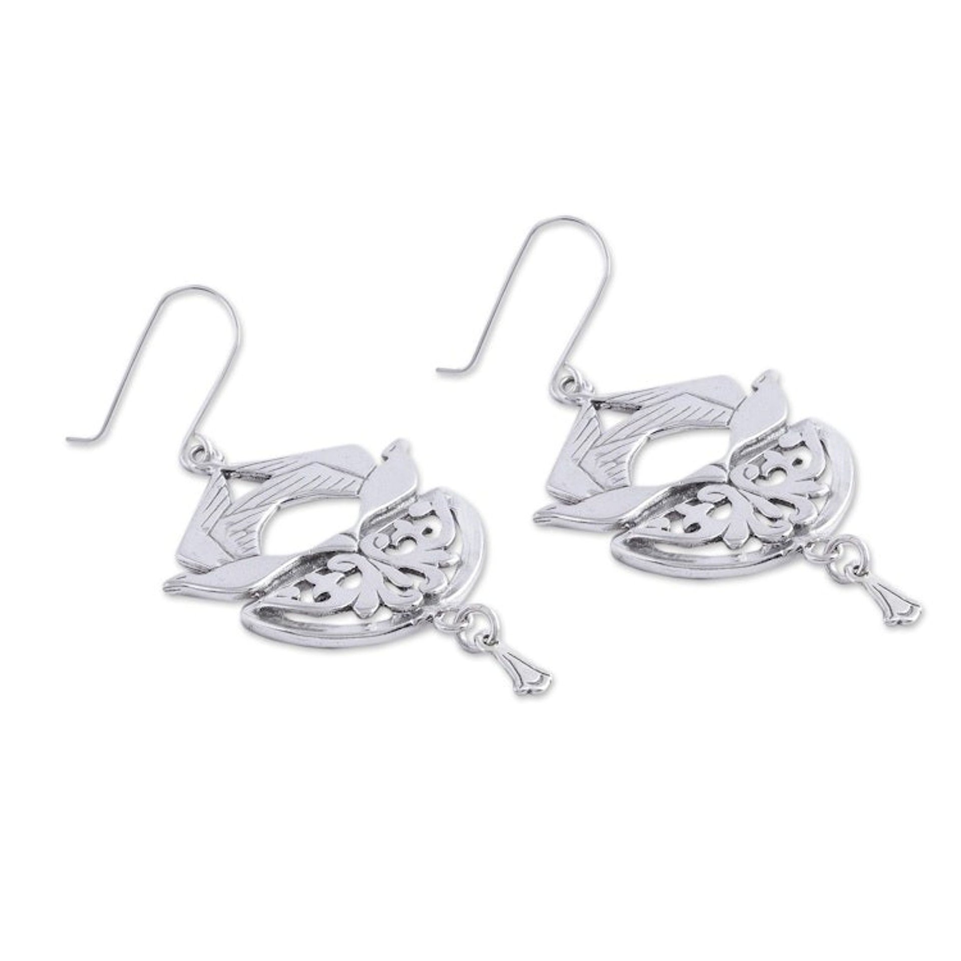 Sterling silver dangle earrings 'Songbirds'