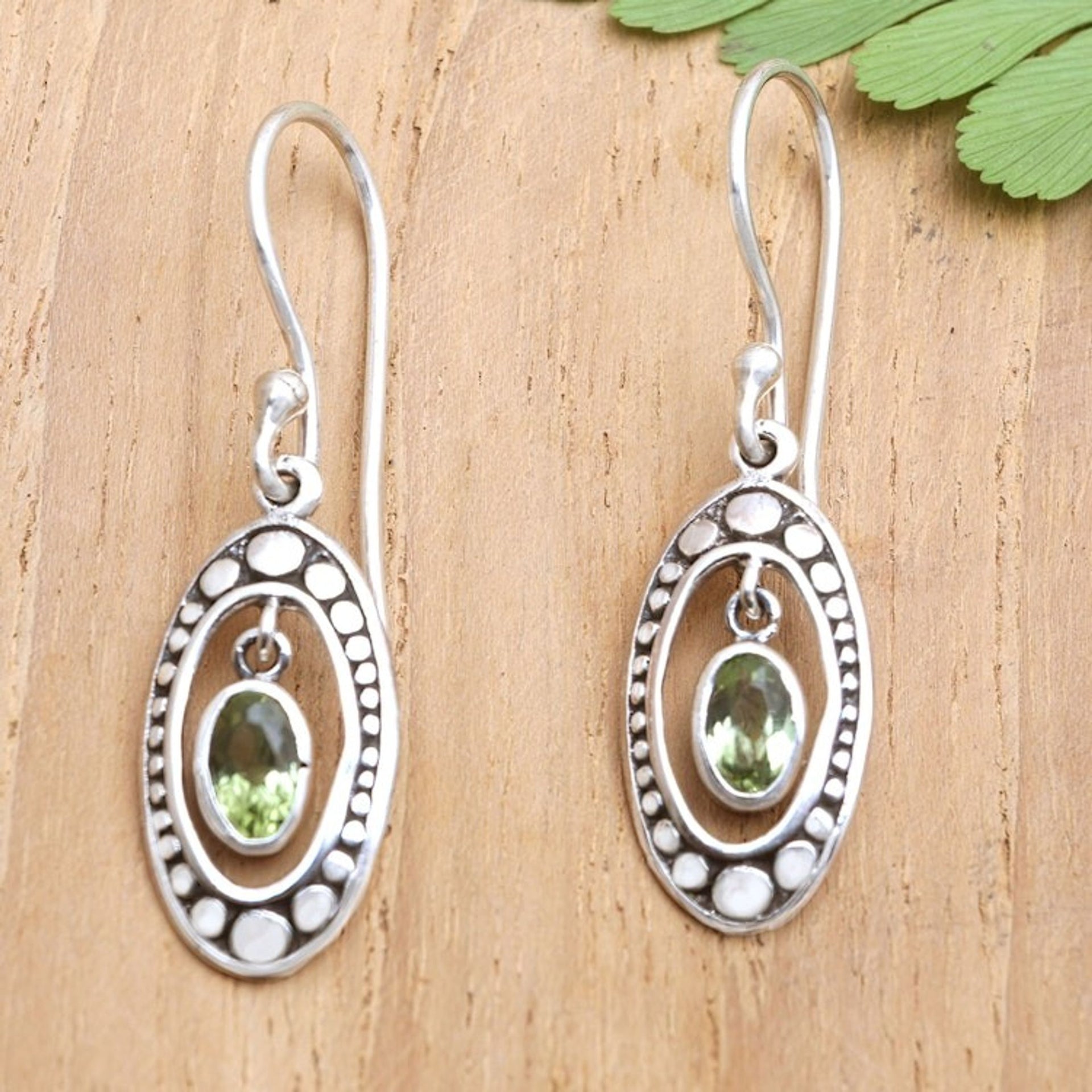 Sterling Silver and Peridot Armadillo Dangle Earrings 'Green Armadillo'