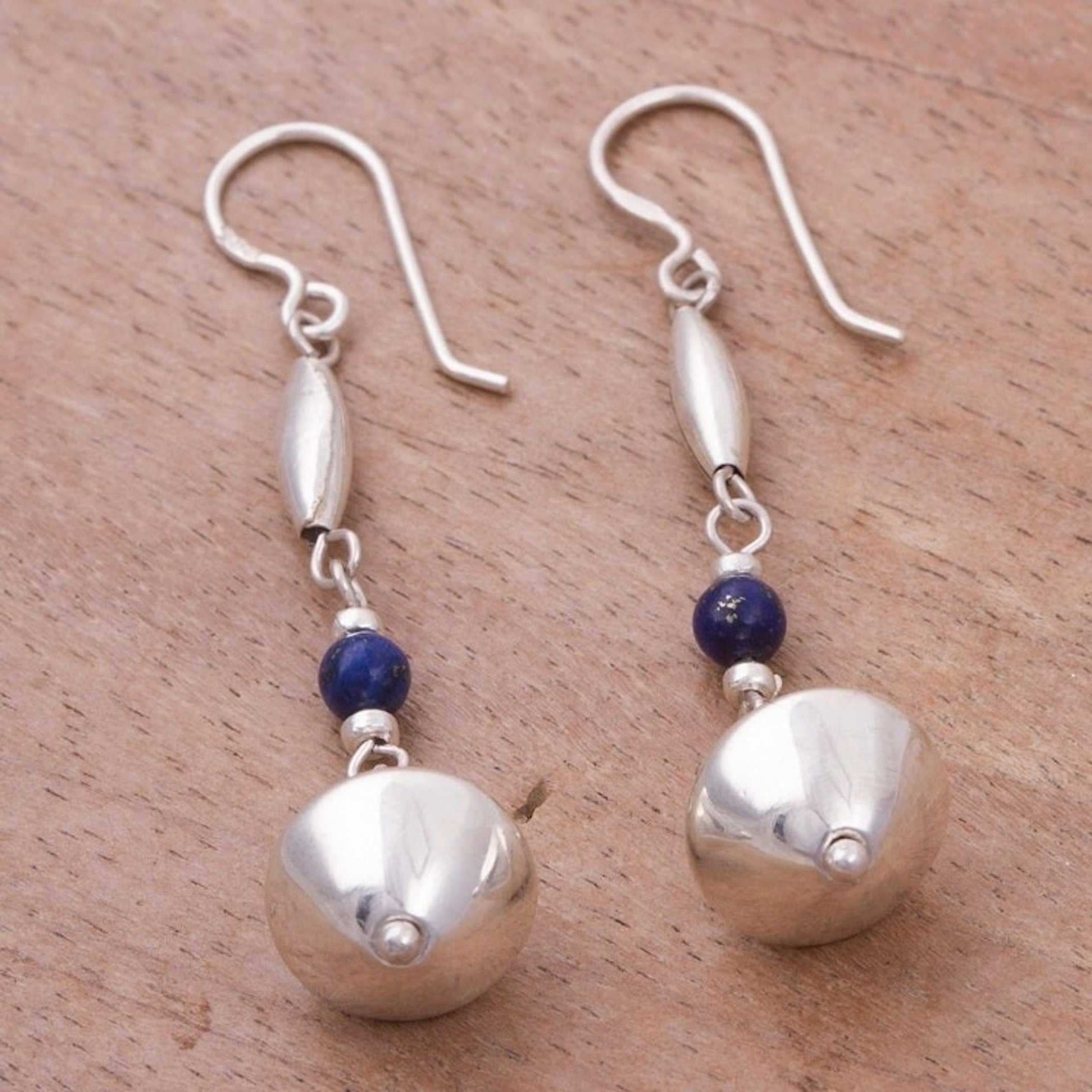Lapis Lazuli and Sterling Silver Dangle Earrings from Peru 'Heavenly Glamour'