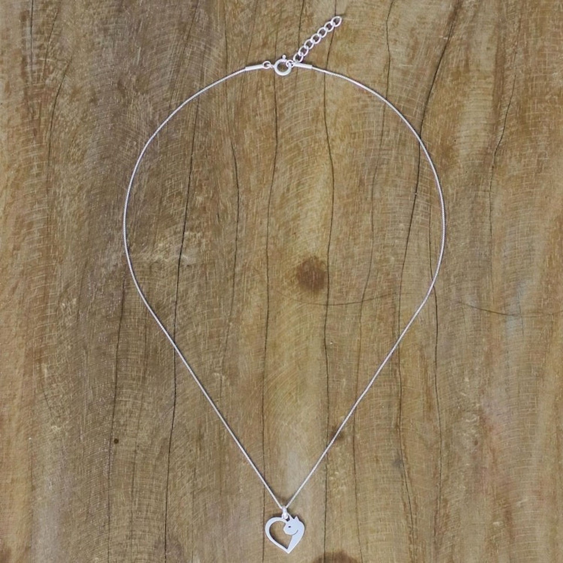 Cat Heart Sterling Silver Pendant Necklace from Thailand 'Soul of a Kitten'