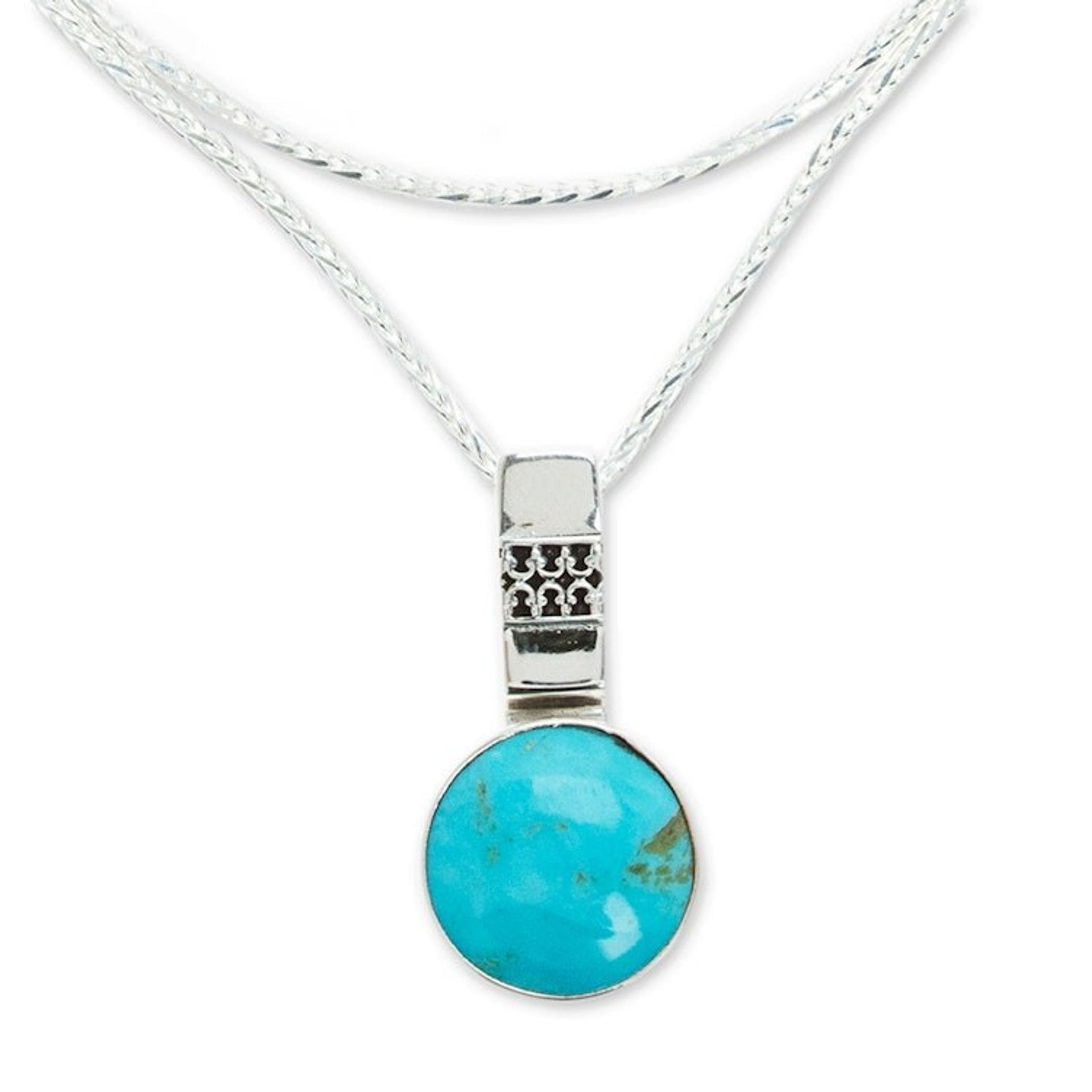 950 Silver Turquoise Pendant Necklace From Mexico 'Eastern Skies'