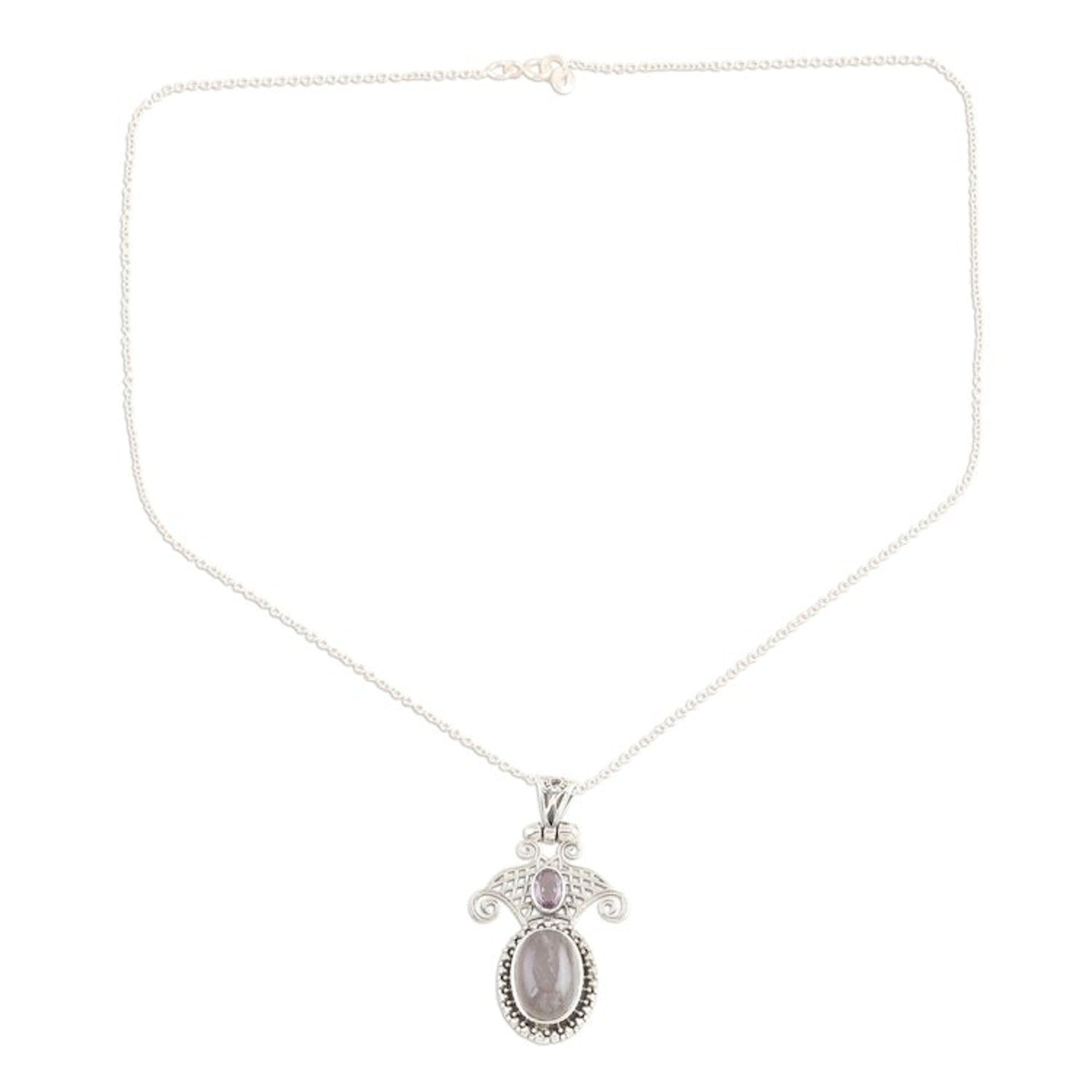 Labradorite and Amethyst Pendant Necklace 'Eternal Bliss'