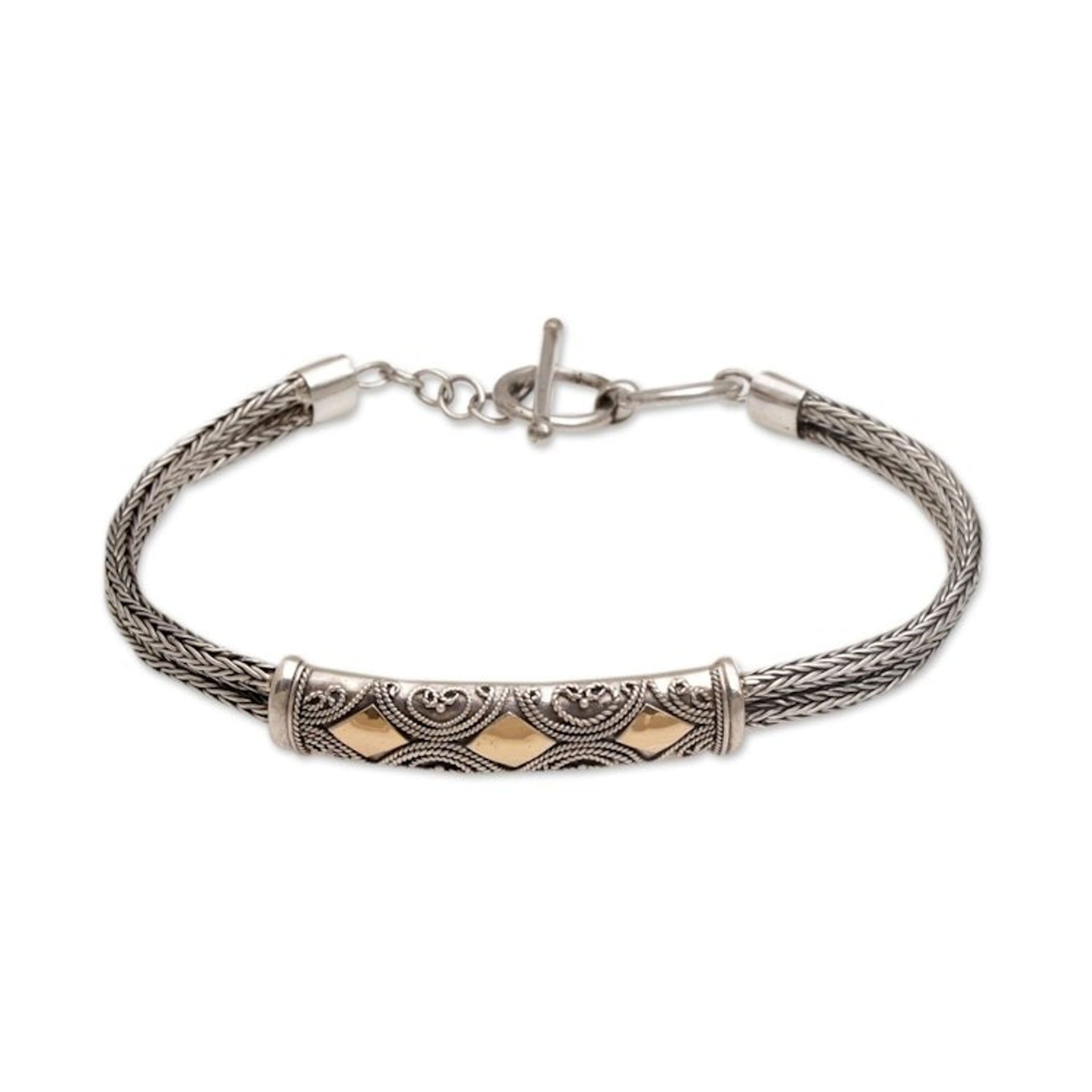 Sterling Silver and Gold Accent Chain Bracelet 'Majapahit Princess'