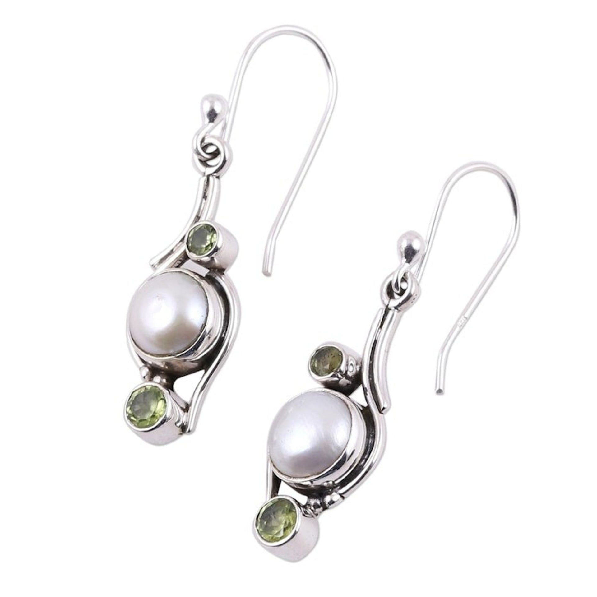 India Style Pearls and Peridot Earrings 'Sweet Dreams'