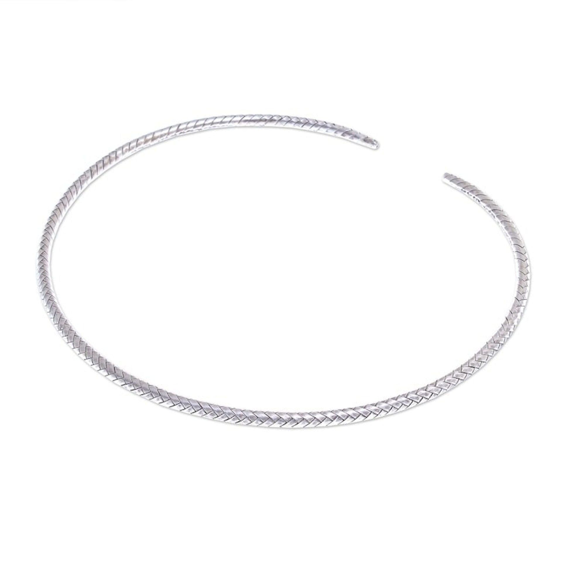 Artisan Made Woven Silver Collar Necklace from Thailand 'Unbreakable Bond'