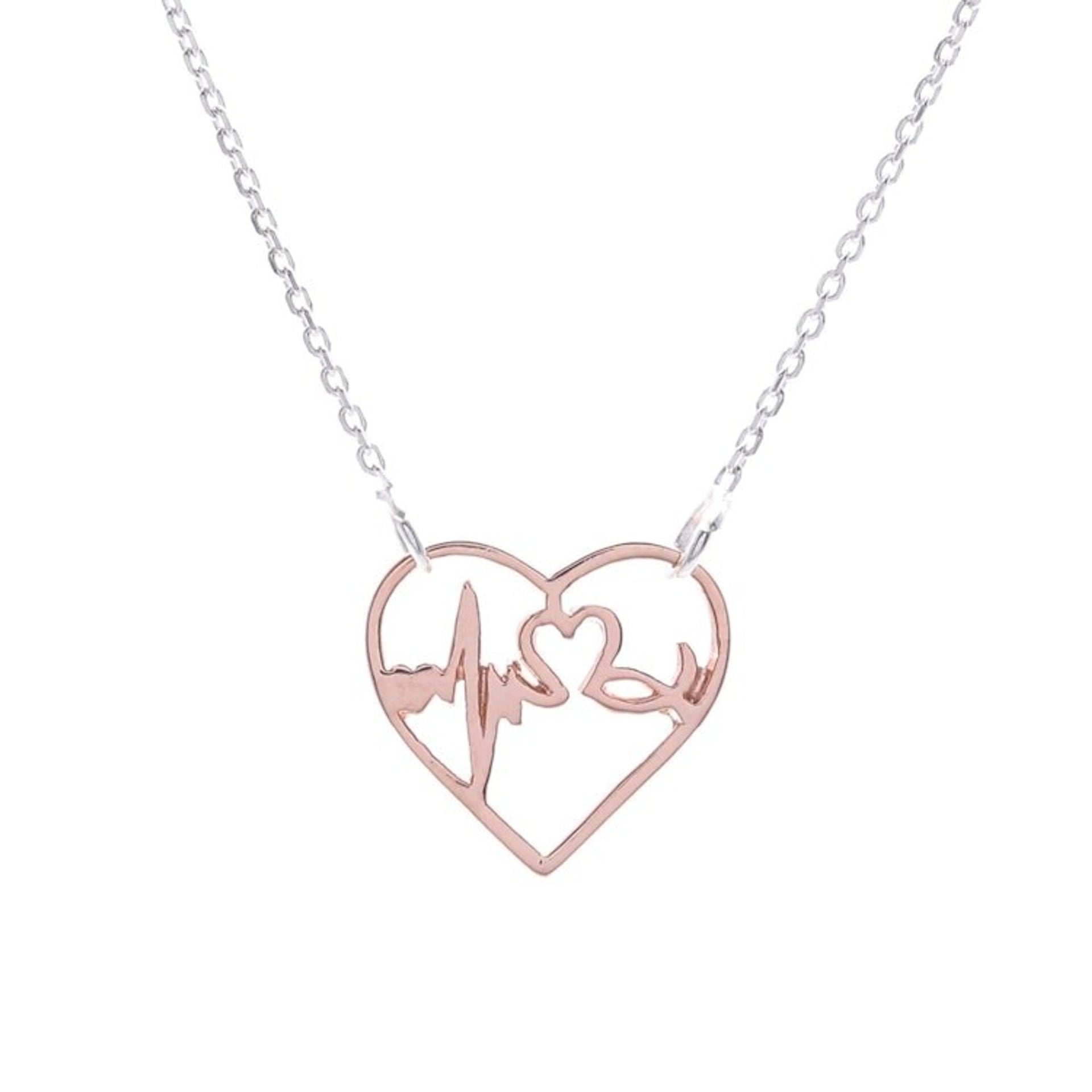 Heartbeat Theme Pendant Necklace 'Be Still My Heart'