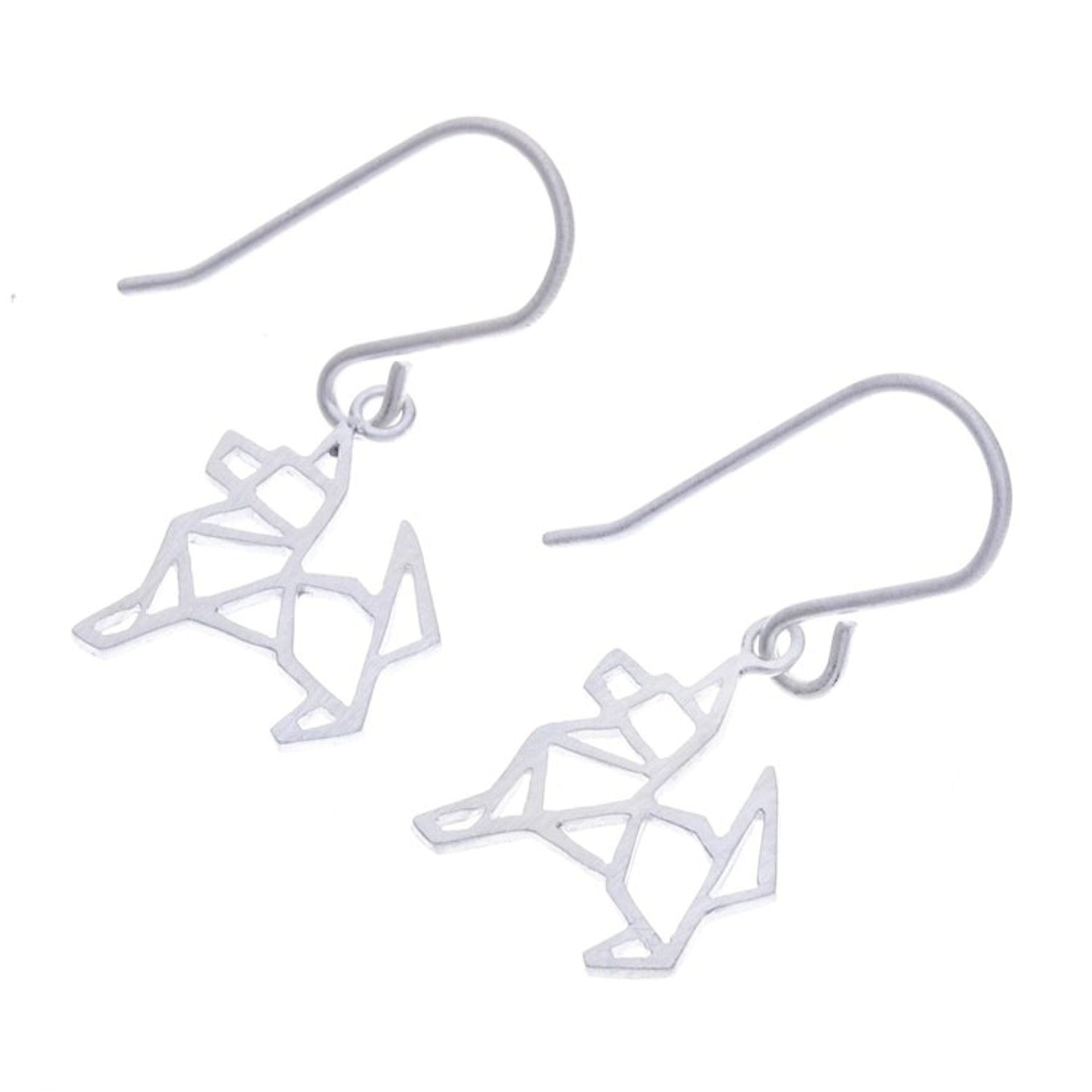 Geometric German Shepherd Sterling Silver Dangle Earrings 'Geometric German Shepherd'