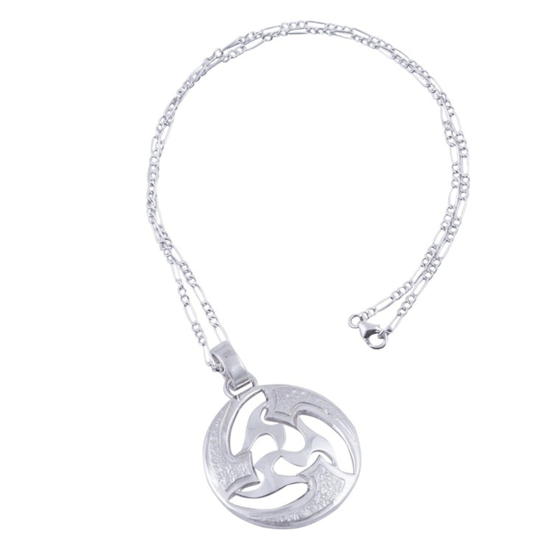 Modern Abstract Andean Silver Pendant Necklace 'Universe in Motion'