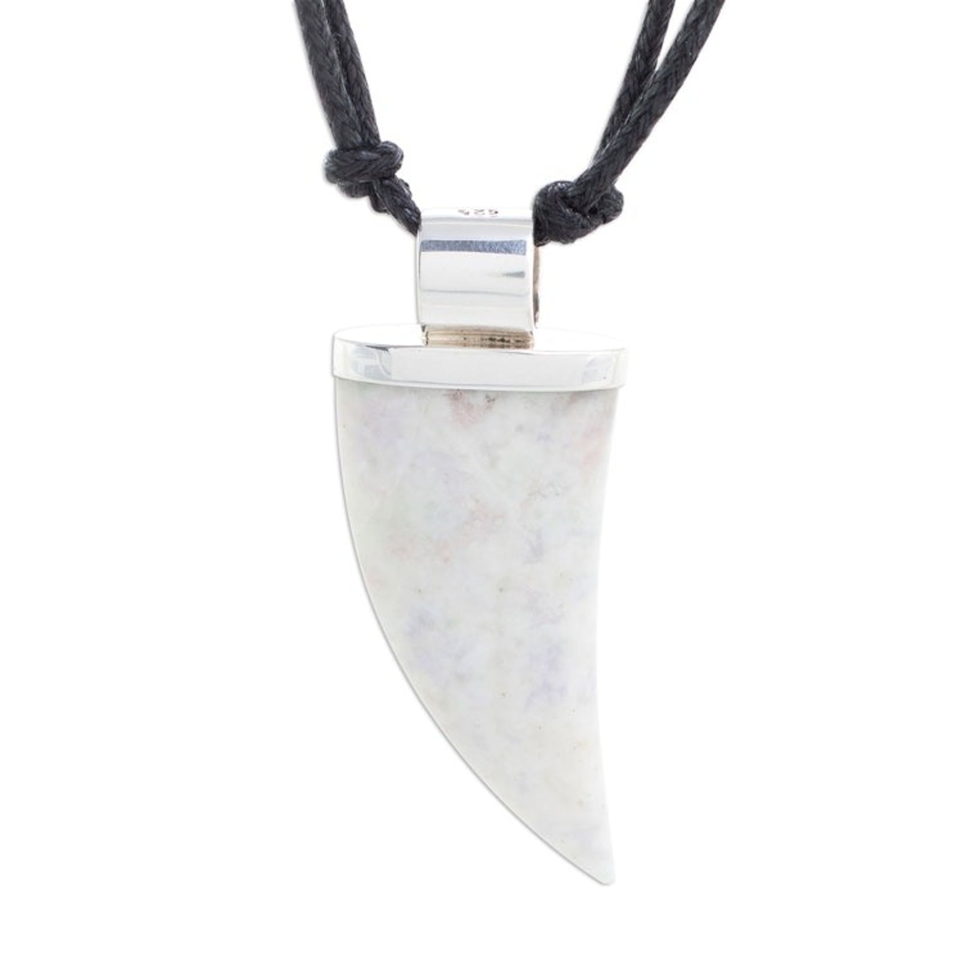 Lilac Jade Tusk Pendant Necklace from Guatemala 'Wide Tusk in Lilac'
