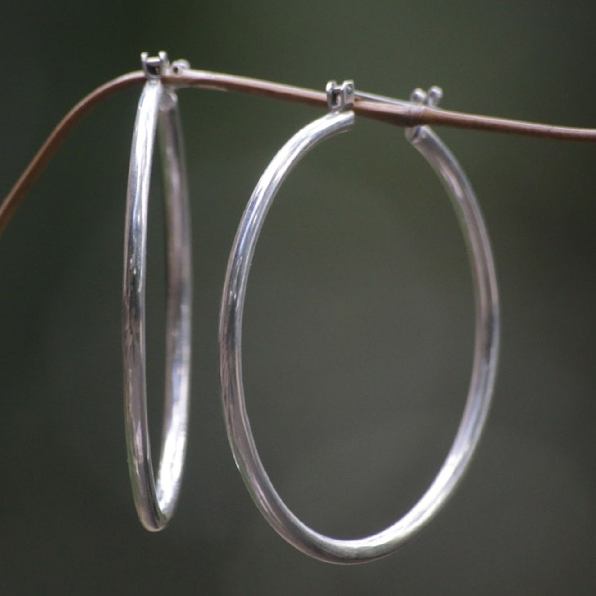 Unique Sterling Silver Hoop Earrings 2 Inch 'Moonlit Goddess'