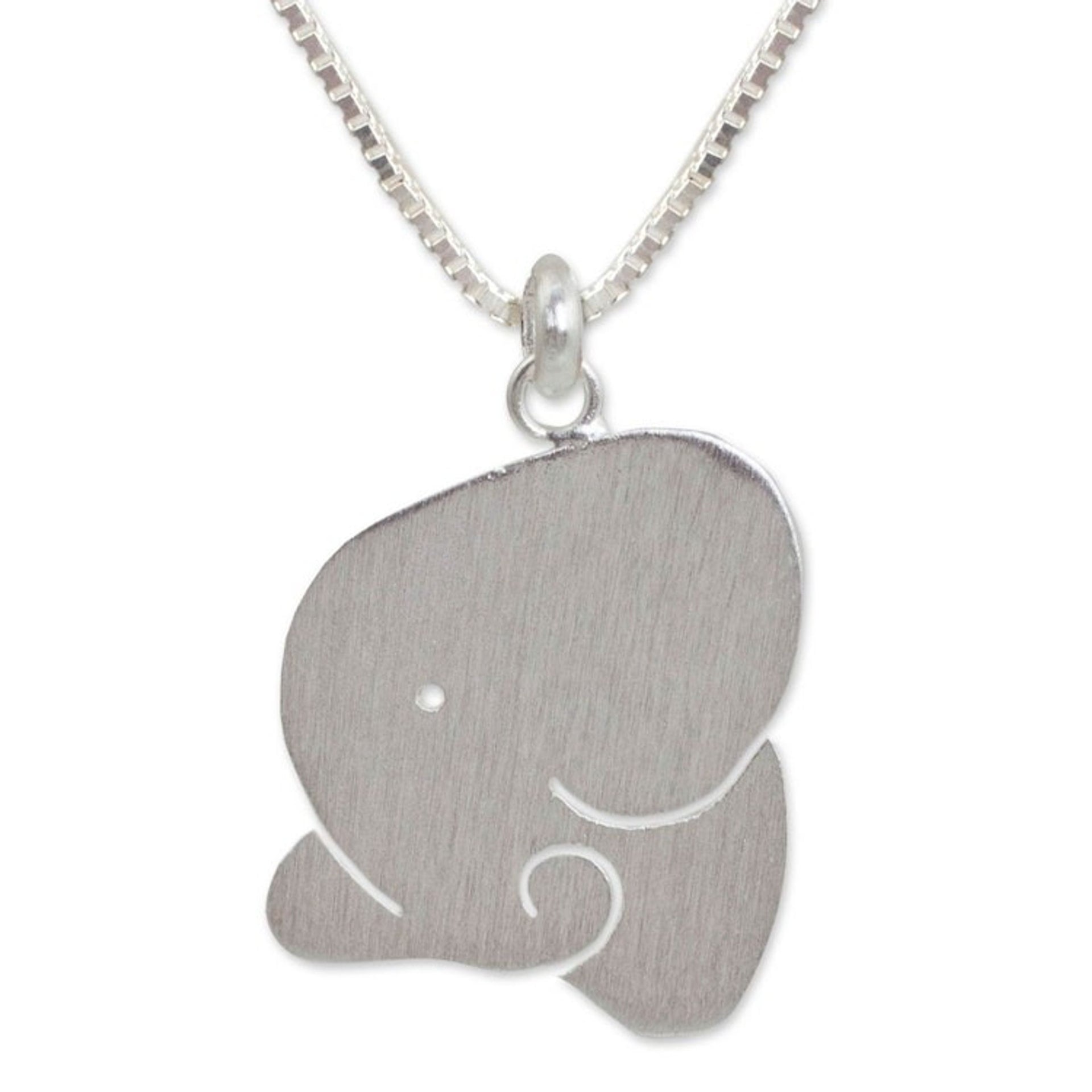 Sterling Silver Necklace Elephant Jewelry fromThailand 'Sleepy Elephant'