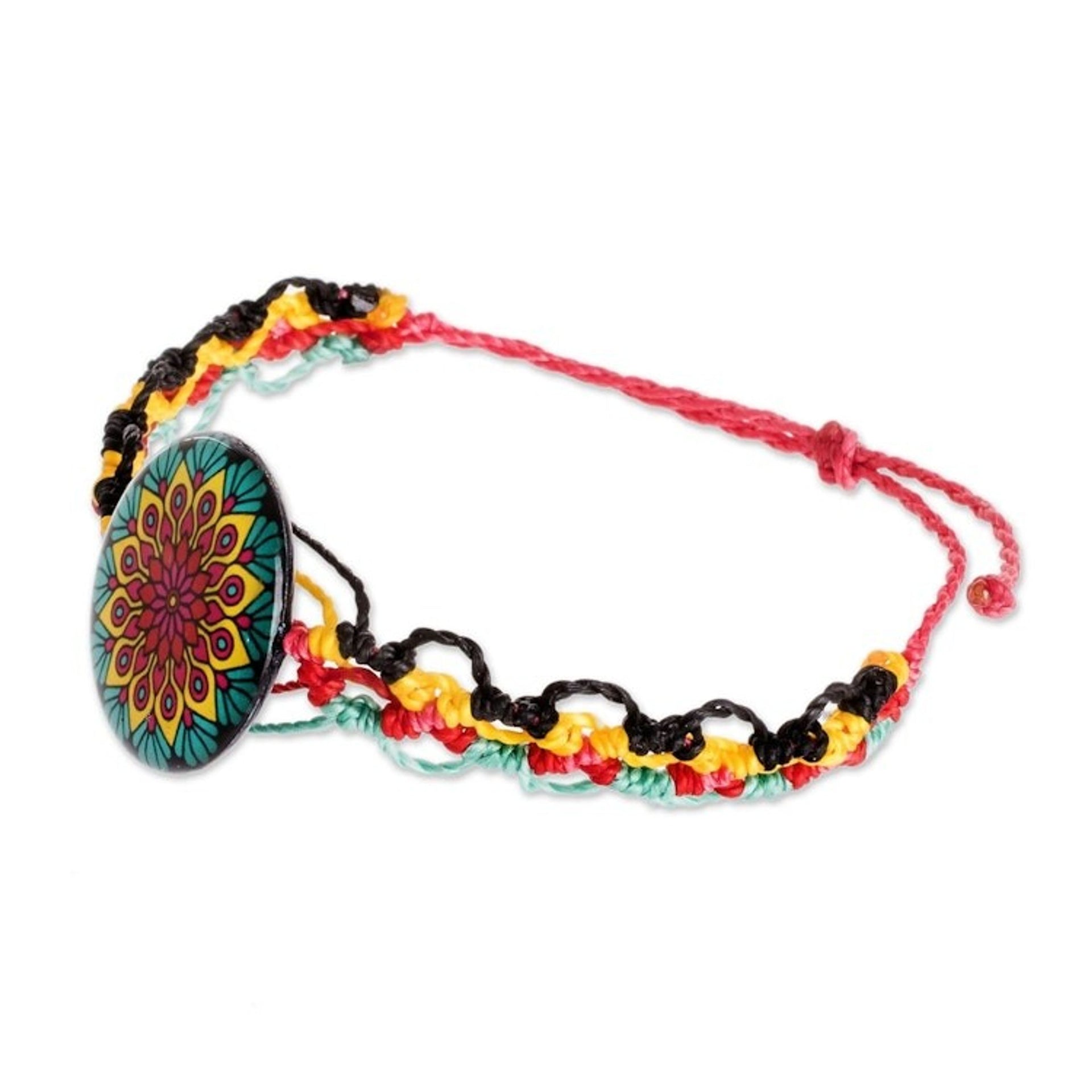 Mandala Motif Macrame Bracelet 'Peacock Mandala'