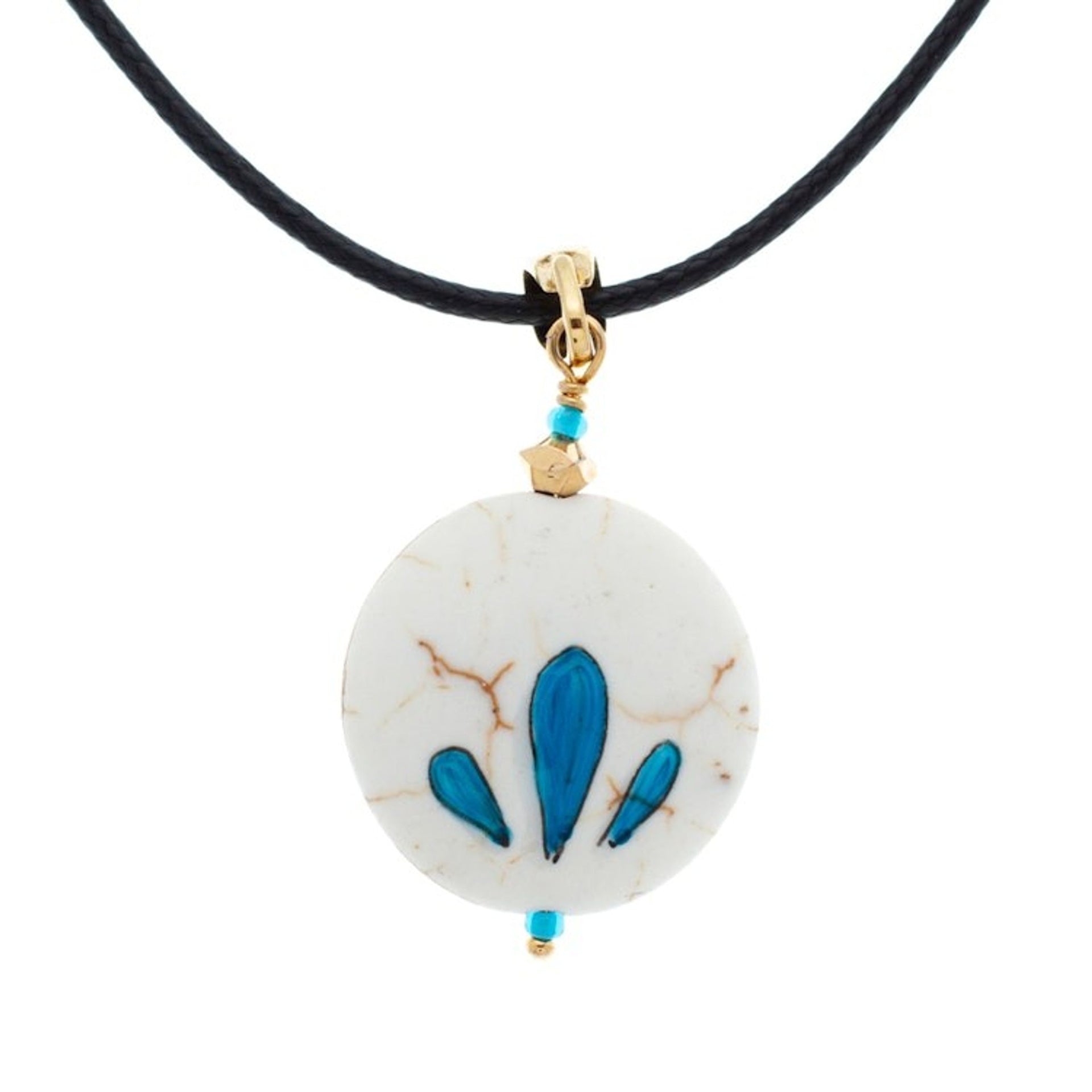 Hand-Painted 14k Gold-Accented Round Pendant Necklace 'Universal Glance'