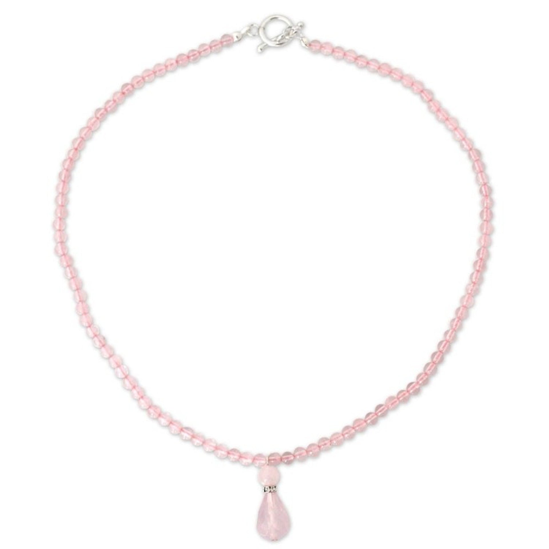 Rose Quartz Beaded Necklace 'Feminine Pink'