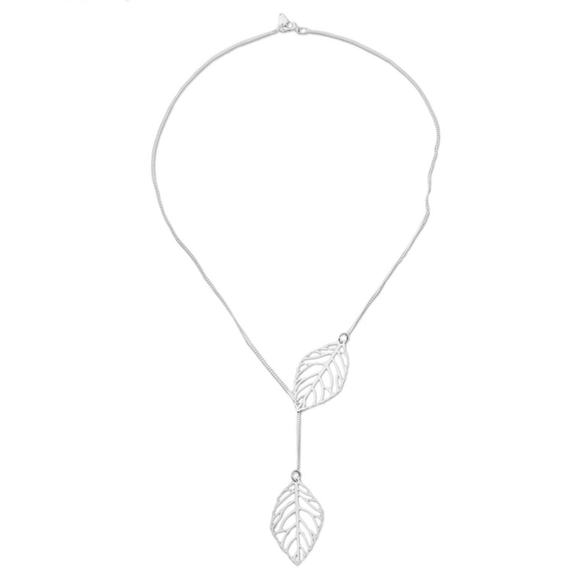 Sterling Silver Pendant Necklace Leaves from Peru 'Shining Leaves'
