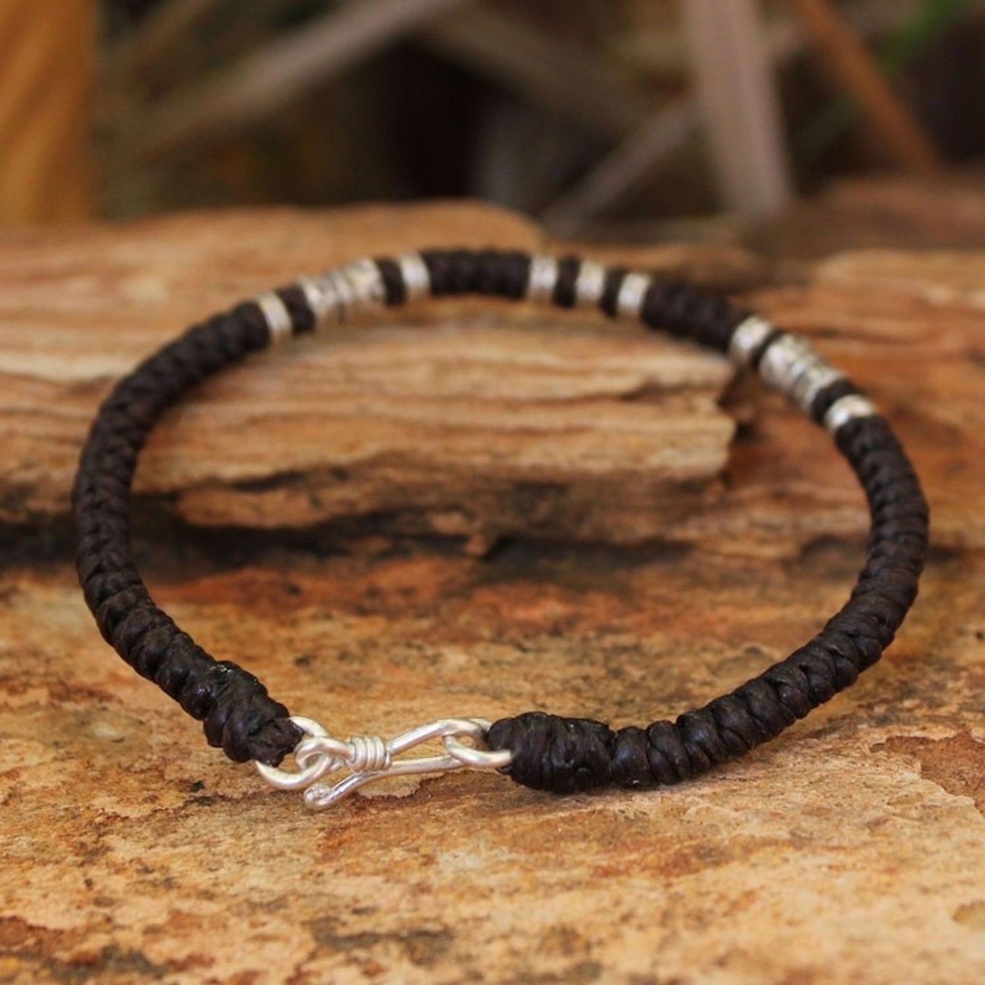 Handmade Silver Braided Bracelet from Thailand 'Hill Tribe Heritage'