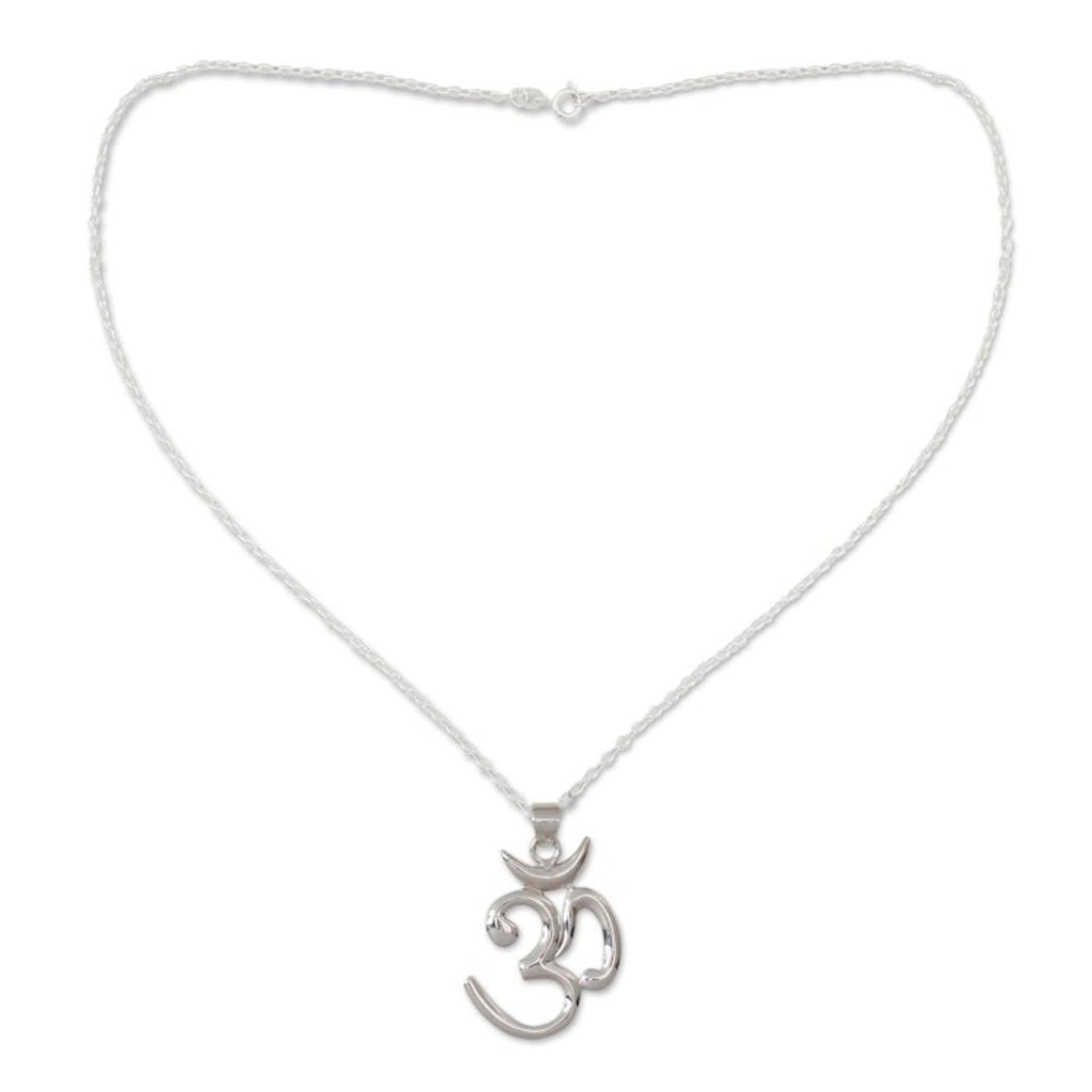 Hand Crafted Sterling Mantra Necklace from India 'Shiva Mantra'