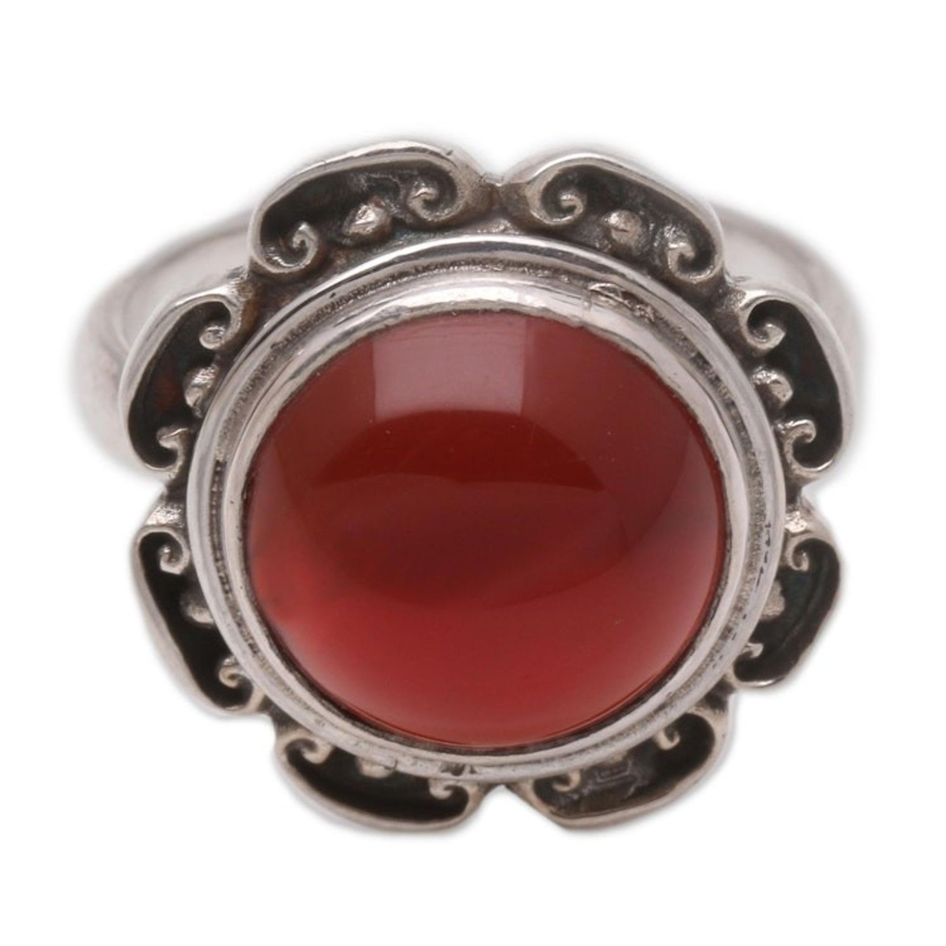 Carnelian solitaire ring 'Lotus Heart of Peace'