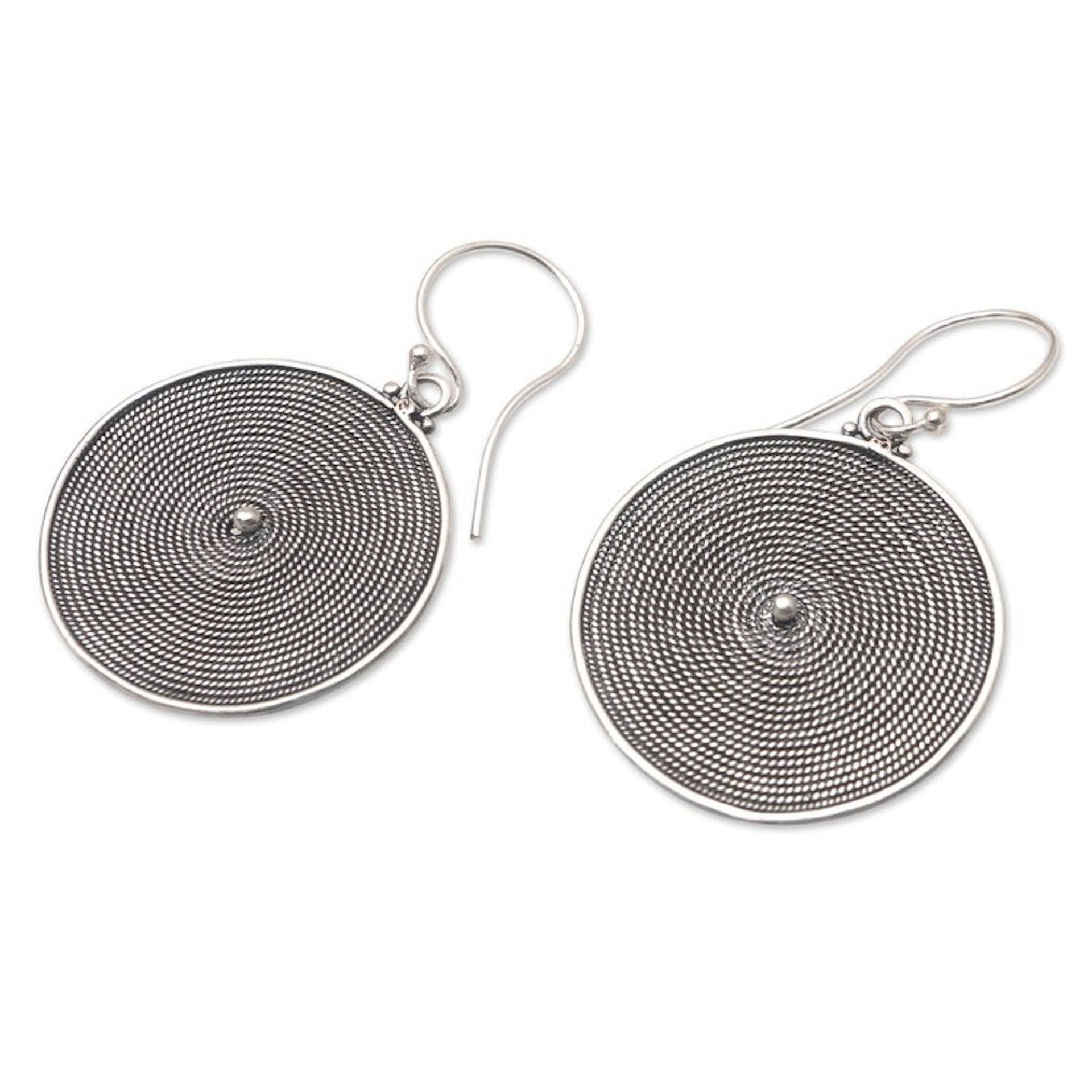 Handcrafted Sterling Silver Dangle Earrings 'Eyes Wide Open'