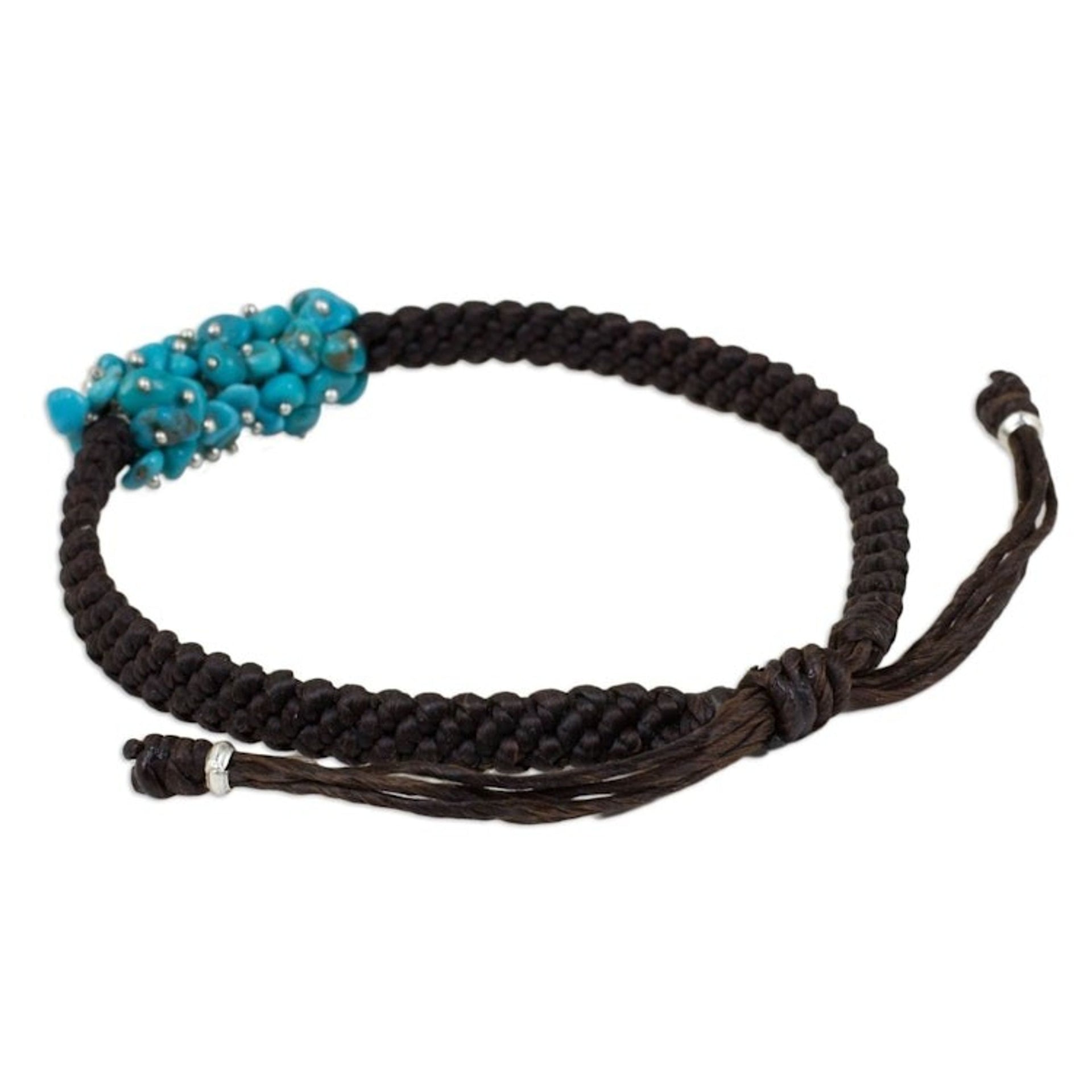 Handmade Reconstituted Turquoise and Polyester Bracelet 'Cozy Chic'