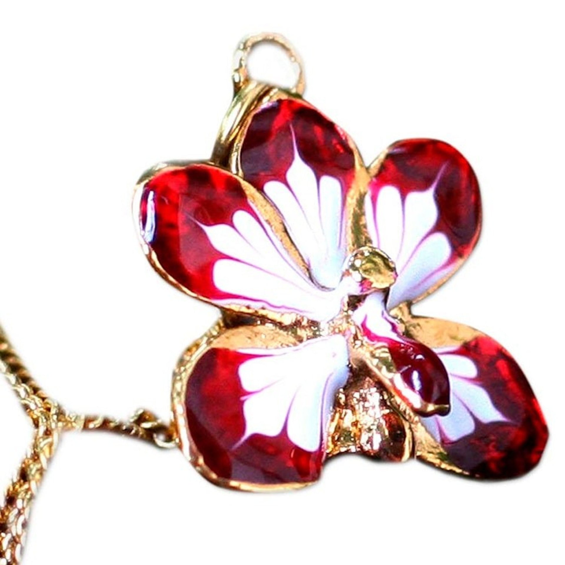 Fair Trade Gold Plated Natural Orchid Necklace 'Timeless Dancer'