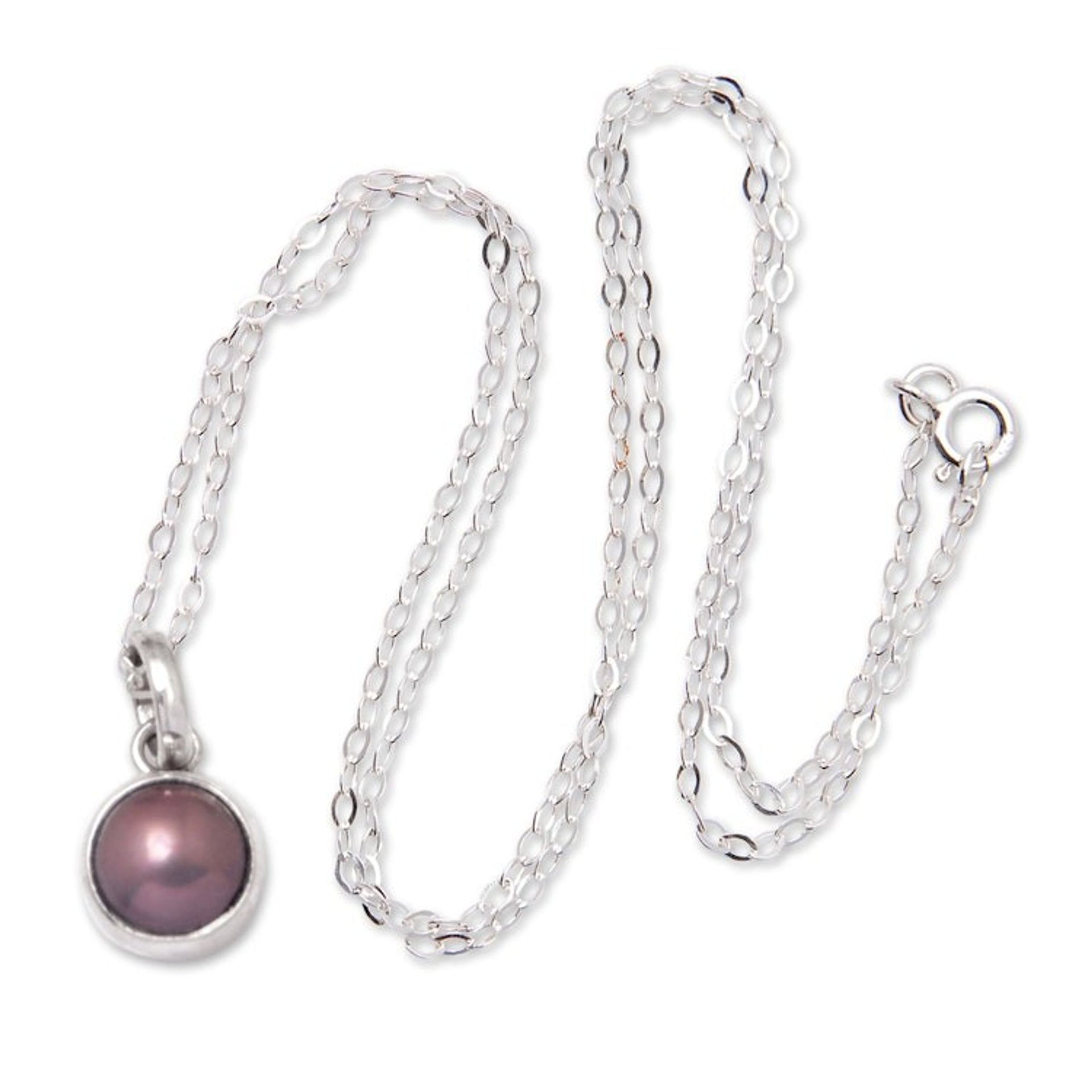Sterling Silver Pendant Necklace with Round Cultured Pearl 'Petite Chic'