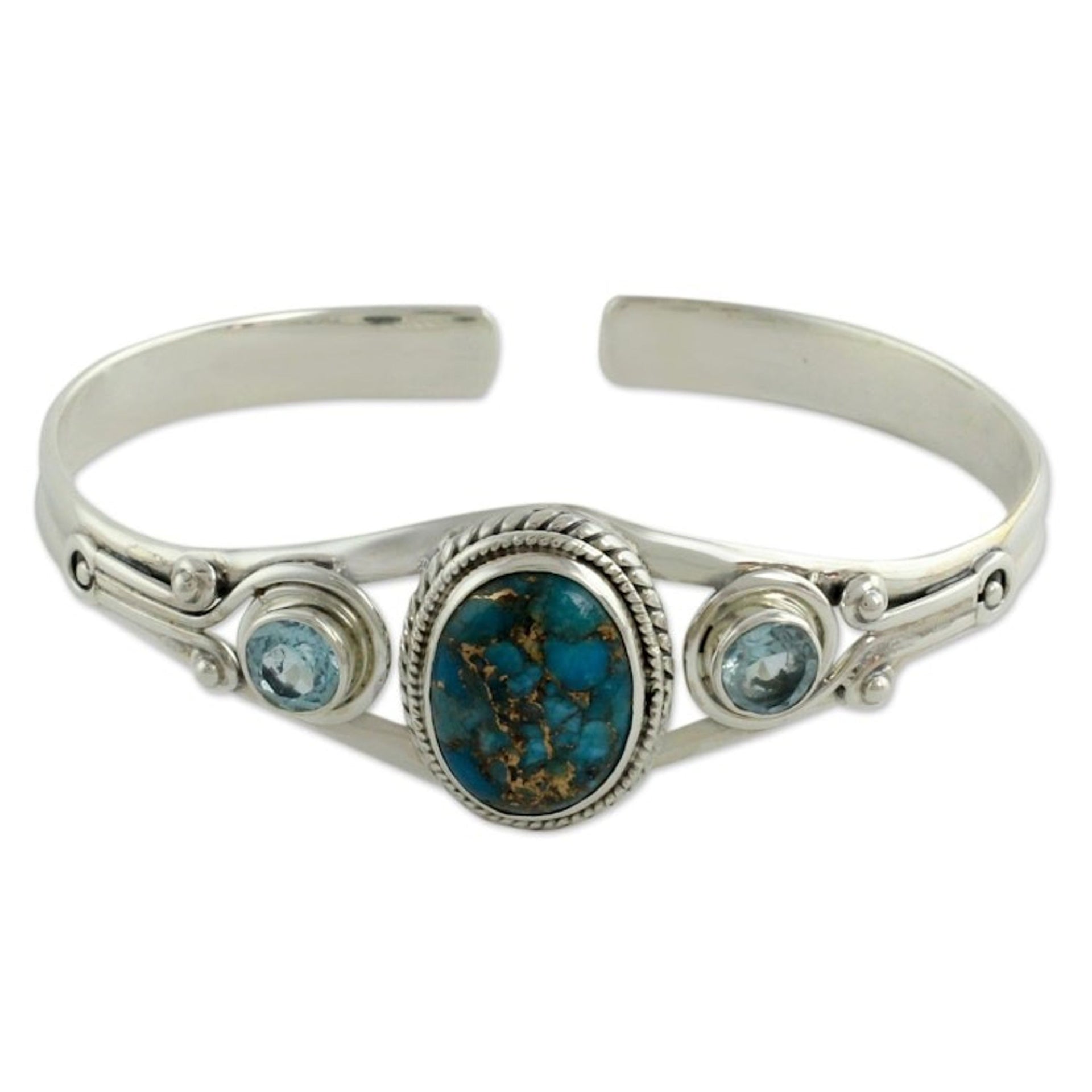 Handmade Blue Topaz Bracelet with Composite Turquoise 'Azure Heavens'