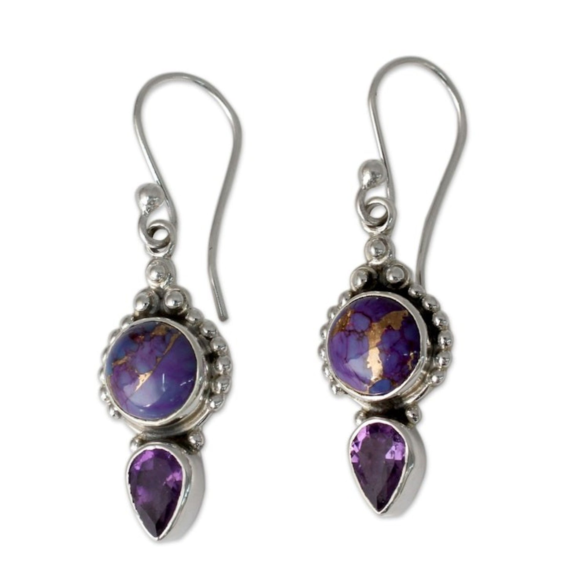 Artisan Crafted Amethyst and Silver 925 Earrings from India 'Vision in Purple'