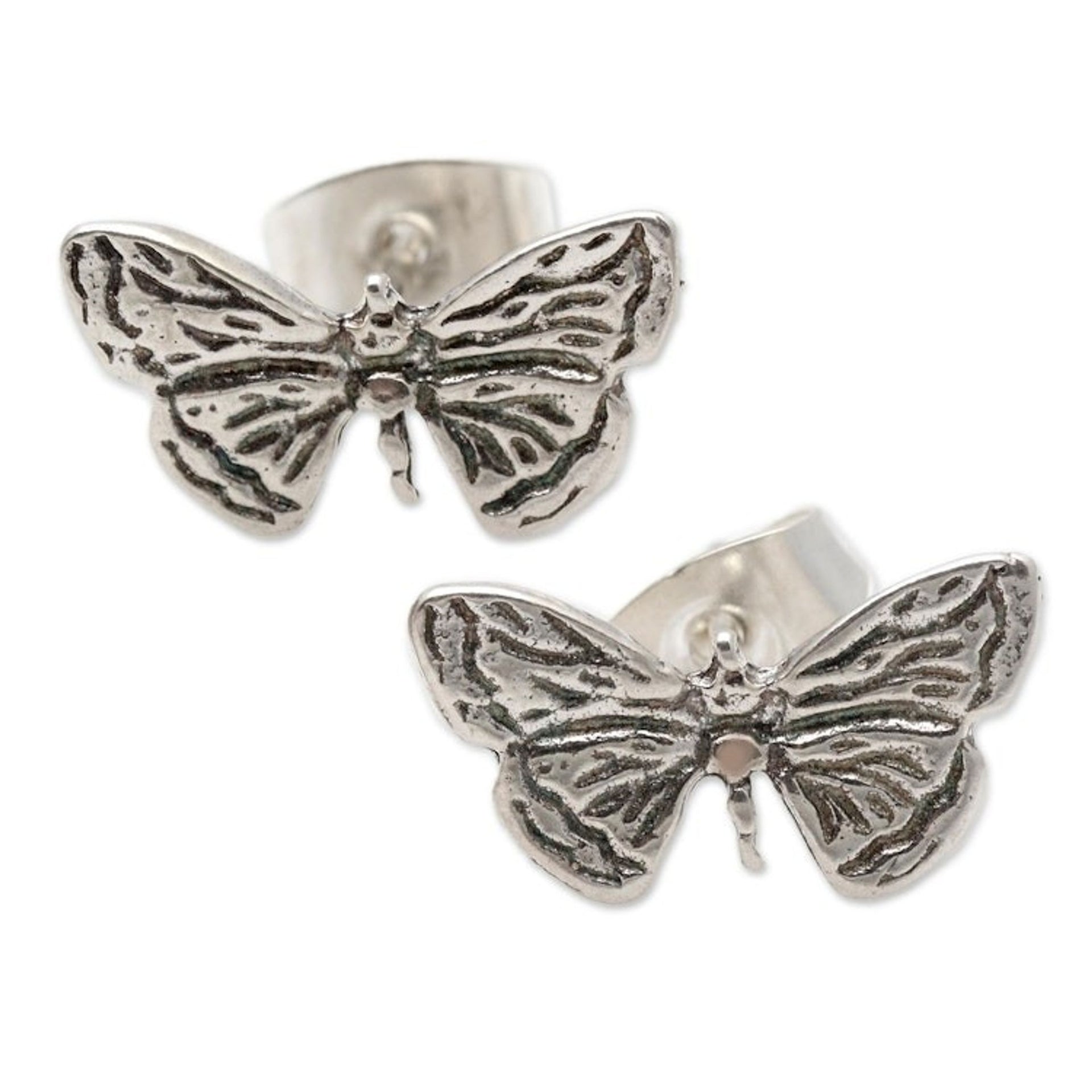 Sterling Silver Butterfly Wing Stud Earrings from Bali 'Pretty Wings'