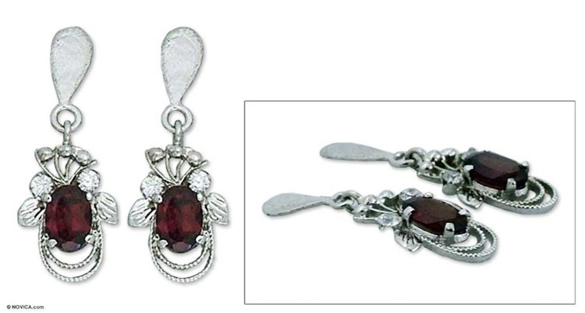Garnet dangle earrings 'Dazzling Dew'