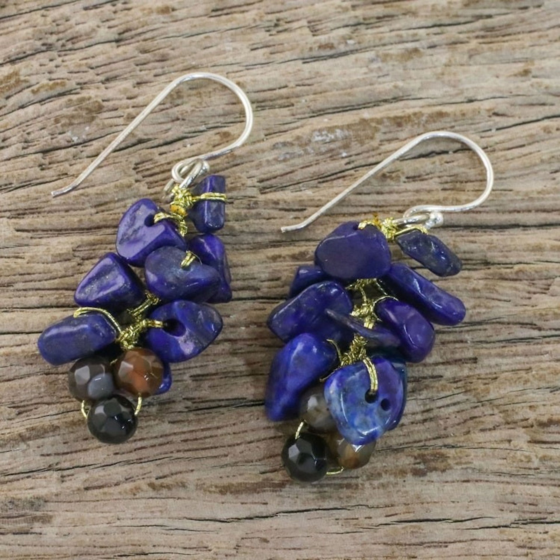 Artisan Jewelry Lapis Lazuli Dangle Earrings 'Afternoon Blue'