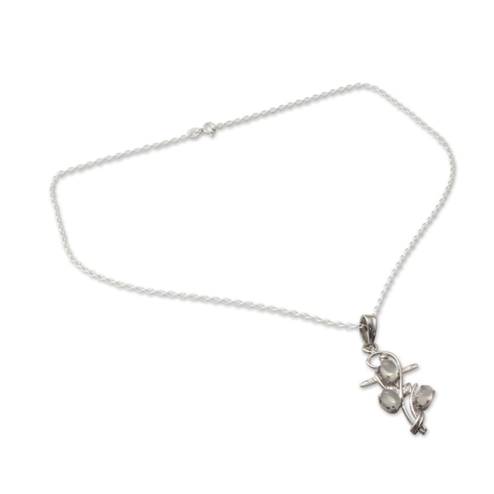 Handmade Silver Cross Necklace with Moonstones 'Blessed Trinity'