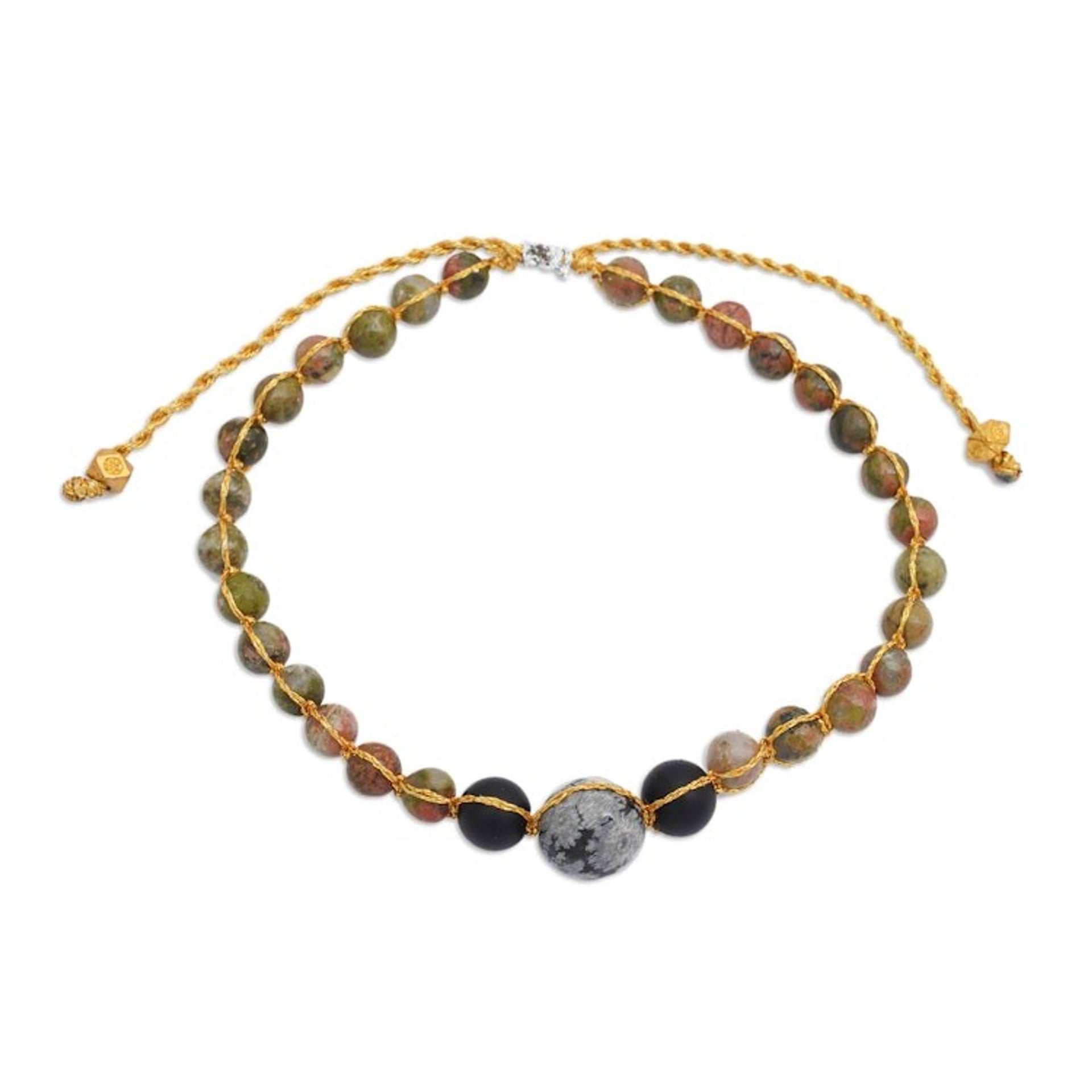 Handcrafted Multi-Gemstone Bracelet with Golden Brass Beads 'New Journey'