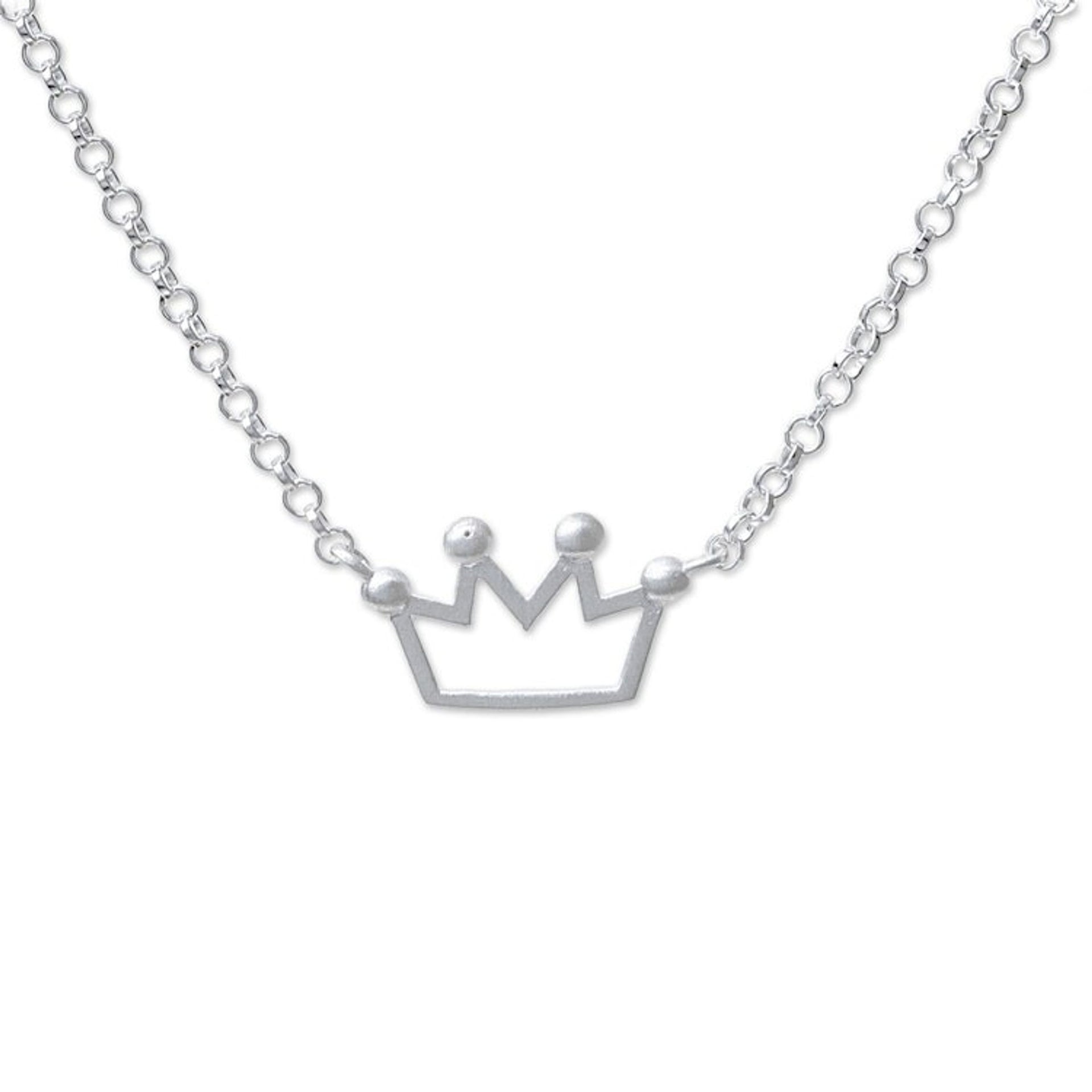 Sterling Silver Crown Pendant Necklace from Thailand 'Delightful Crown'