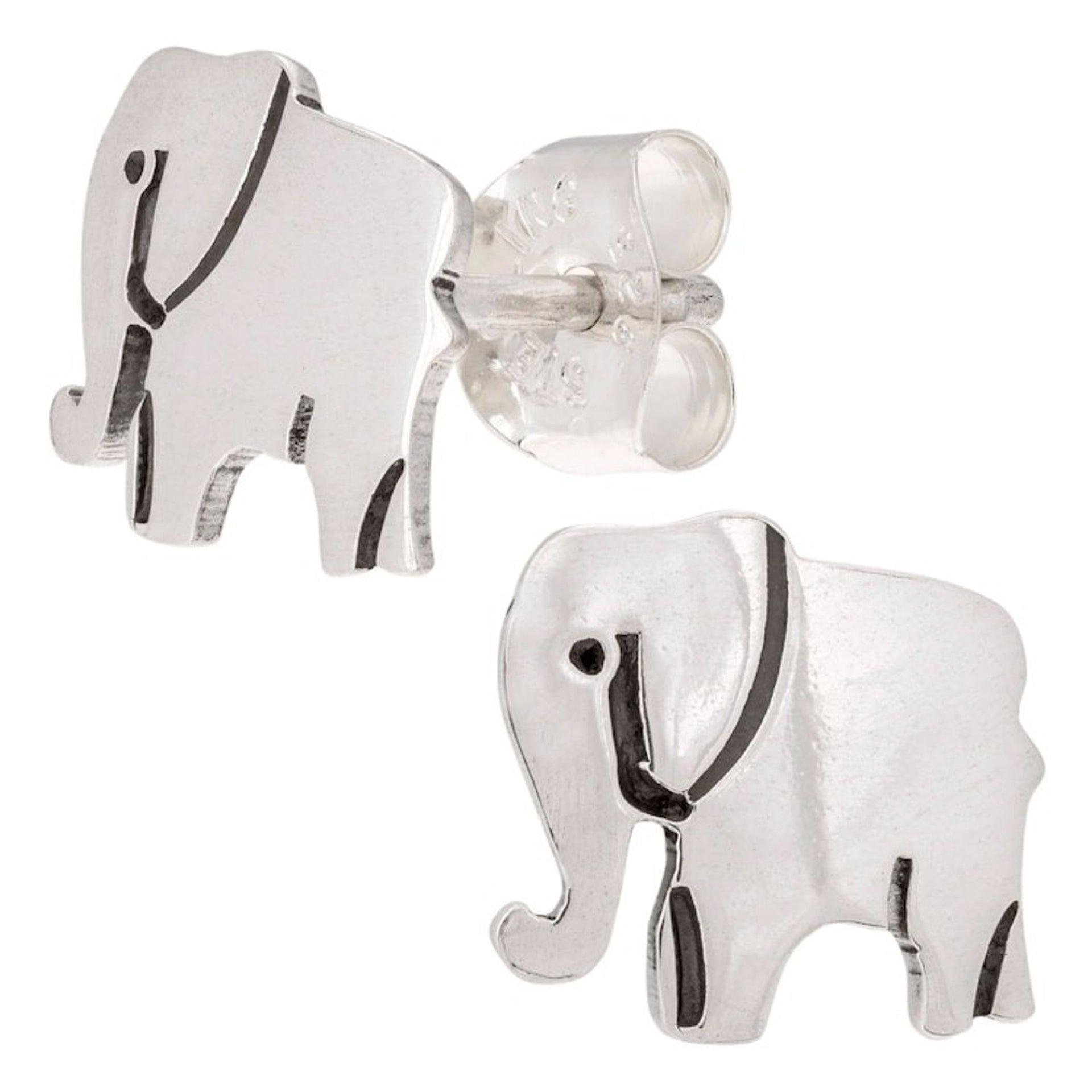 Sterling Silver Elephant Stud Earrings 'Proud Elephant'