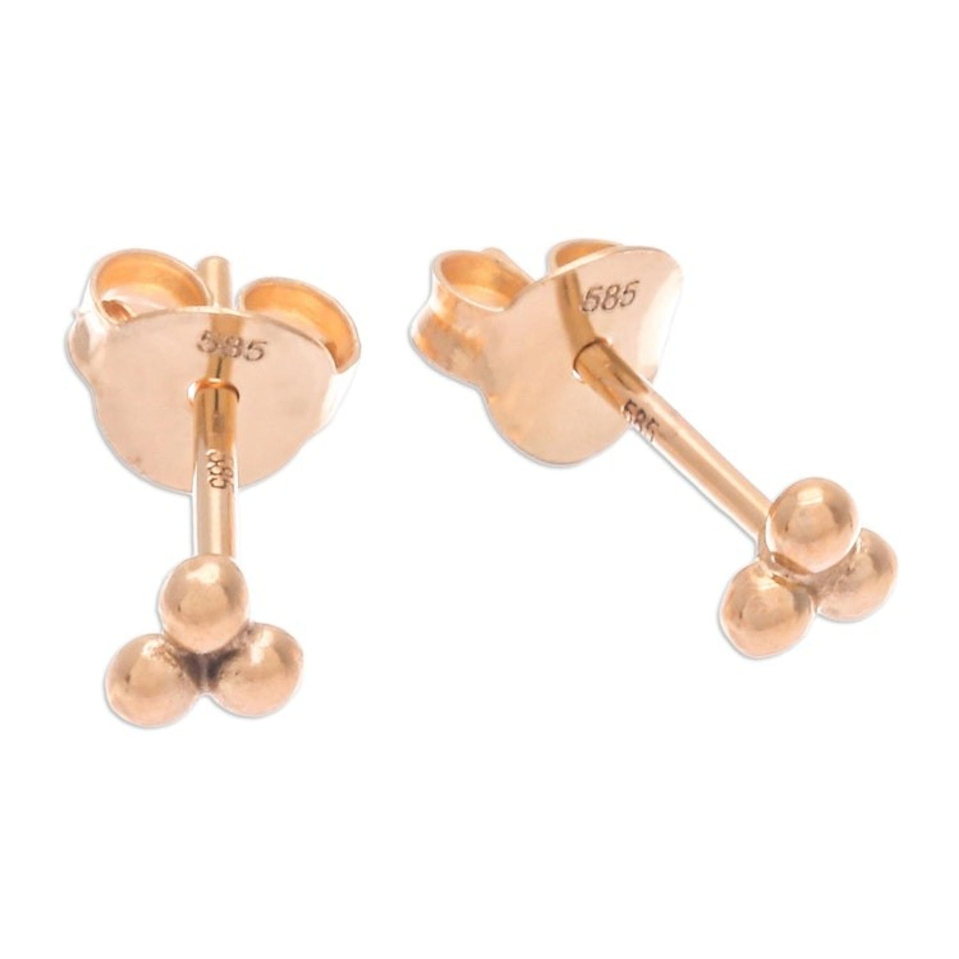 14k Gold Stud Earrings with Gold-Plated Clasp from Thailand 'Dots of Wealth'