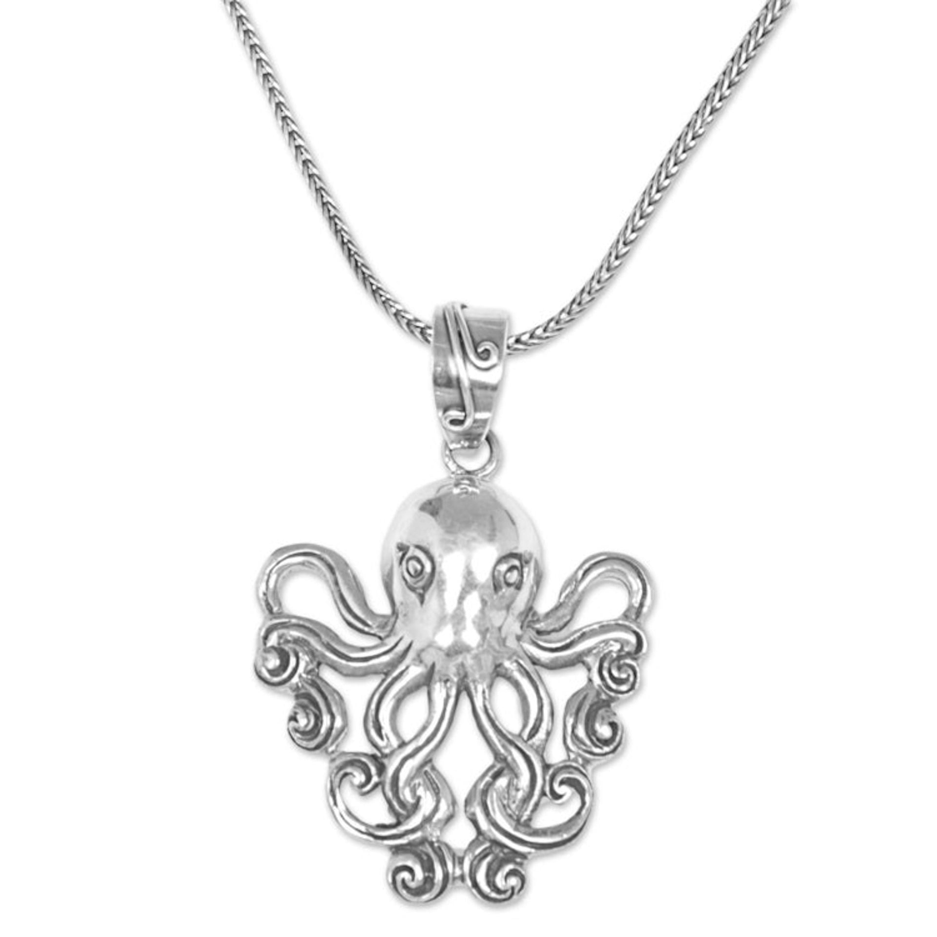 Sterling Silver Pendant Necklace of an Octopus 'Octopus of the Deep'