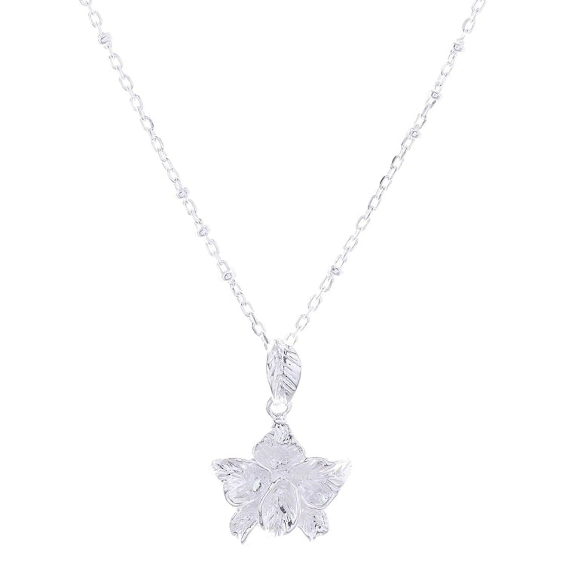 925 Silver Floral Pendant Necklace Handcrafted in Thailand 'Orchid Blossom'