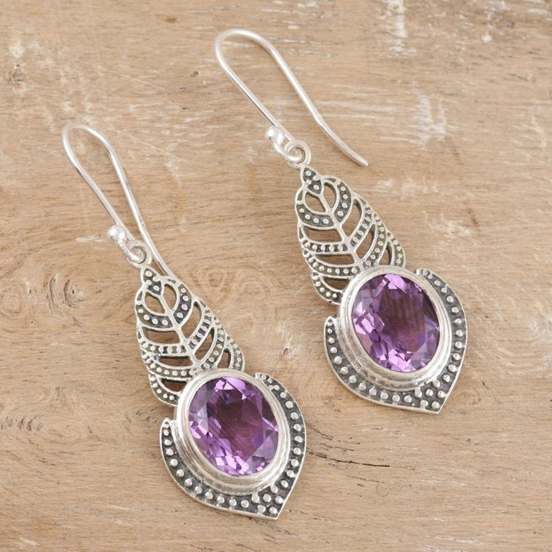 Amethyst and Sterling Silver Dangle Earrings 'Embrace Magic'