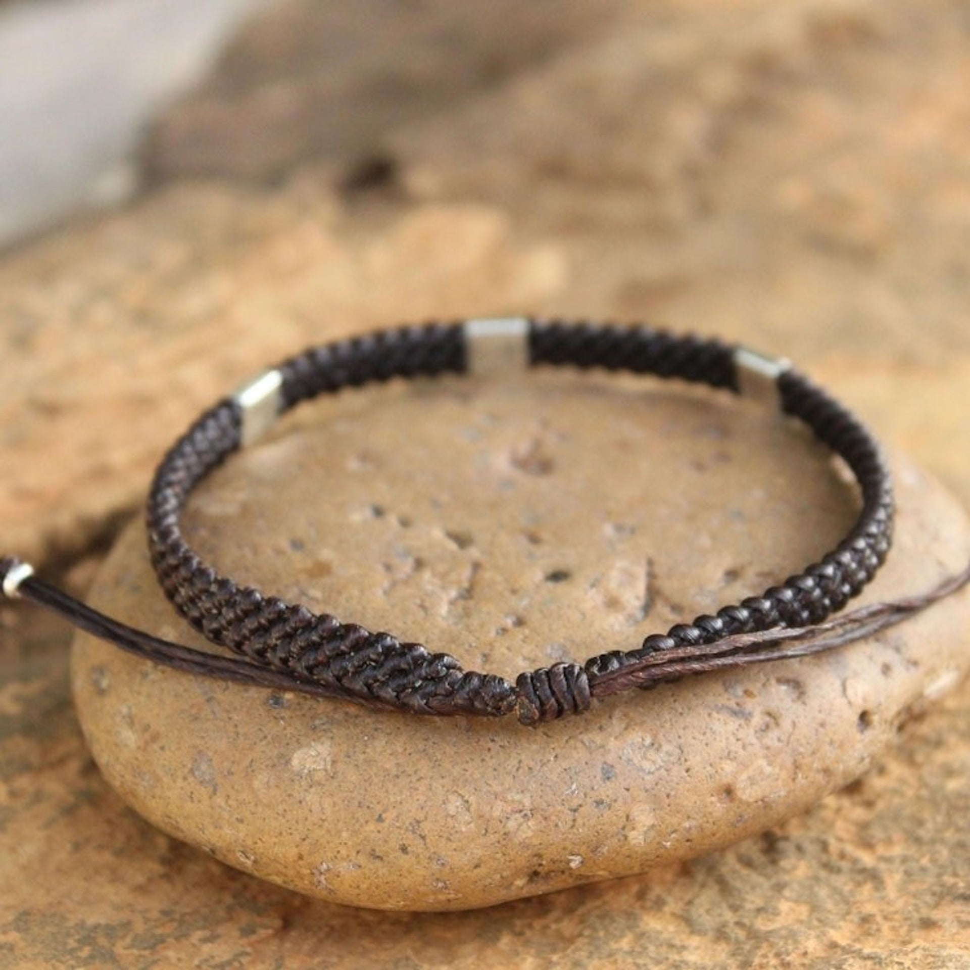 Silver Braided Bracelet 'Three Kingdoms'