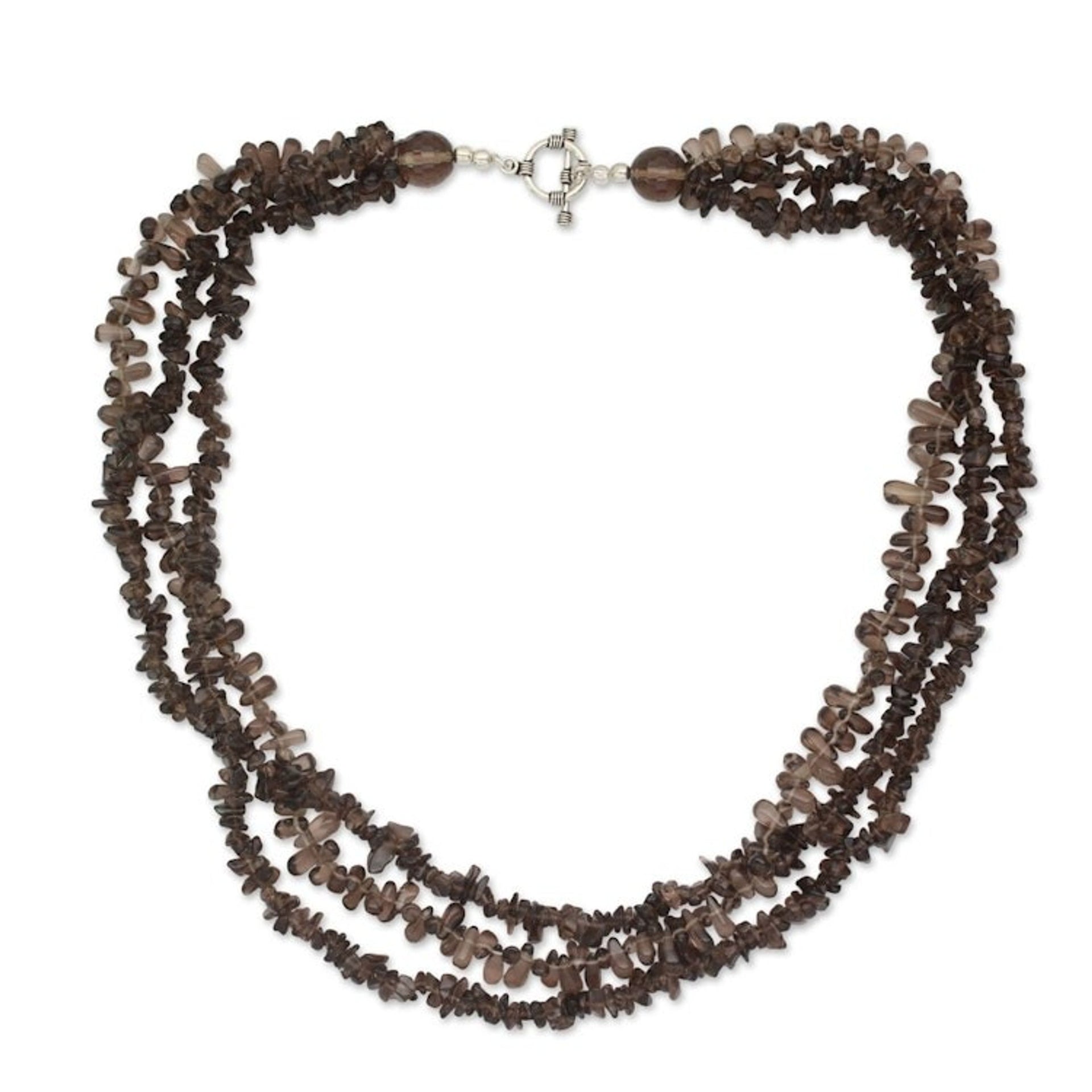 3 Strand Smoky Quartz Necklace 'Song of Dusk'