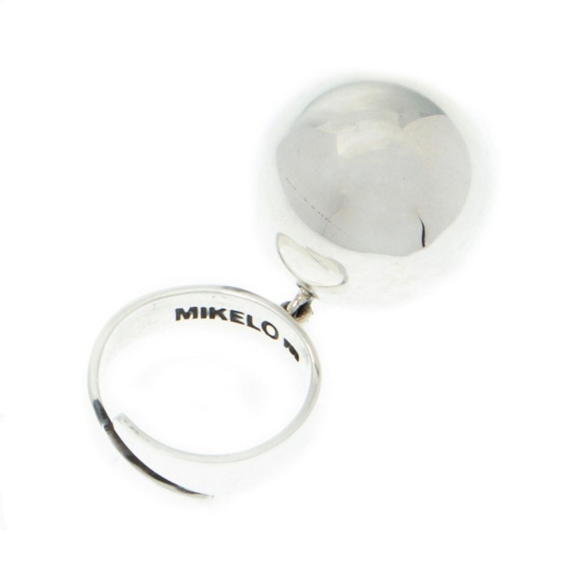 950 Silver Wrap Ring with Dangling Orb in Front 'Wavering Orbit'