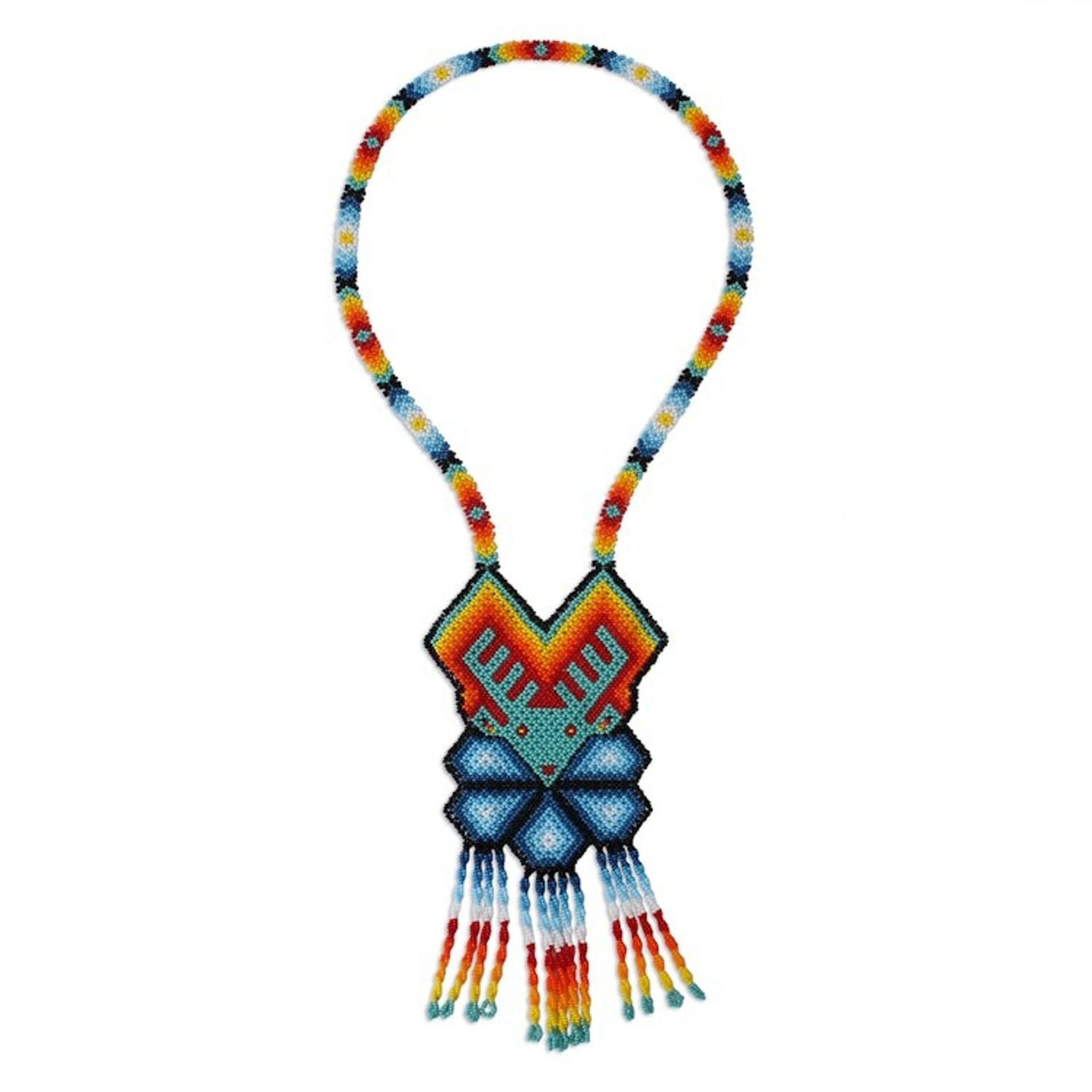 Colorful Deer-Themed Glass Beaded Pendant Necklace 'Splendorous Deer'