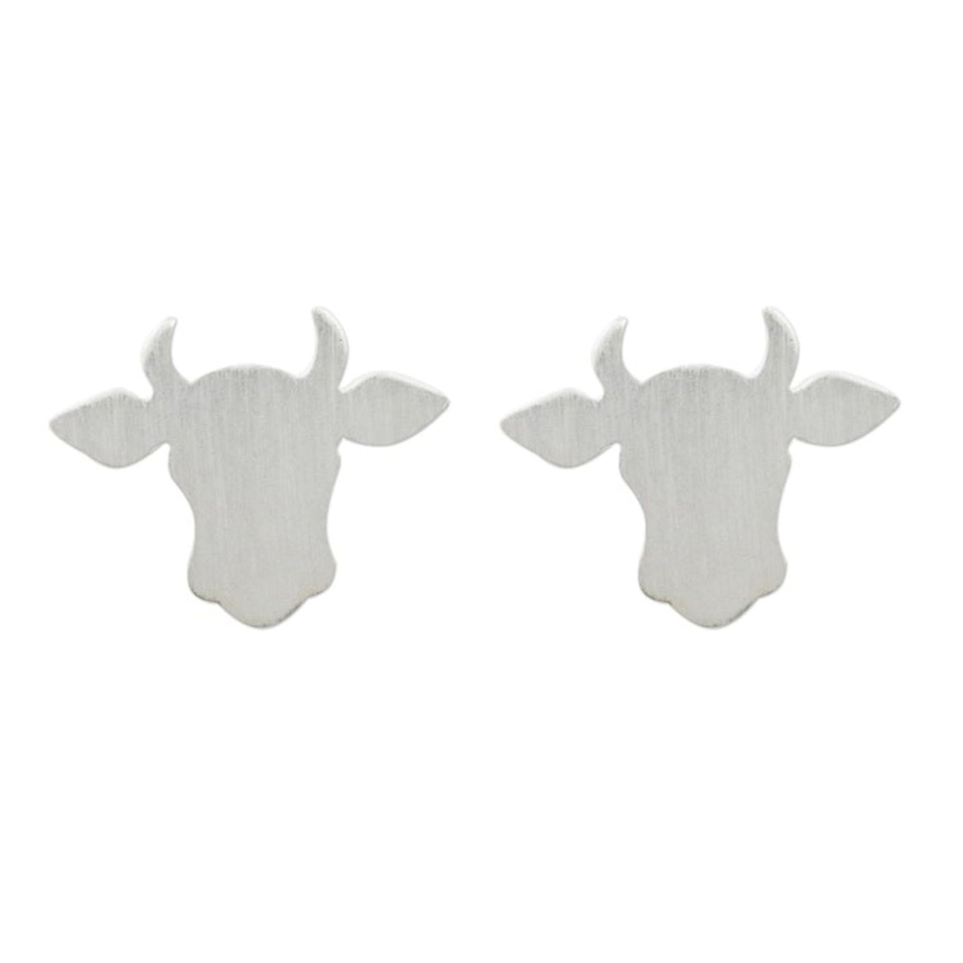 Handmade 925 Sterling Silver Bull Steer Stud Earrings 'Gentle Bull'
